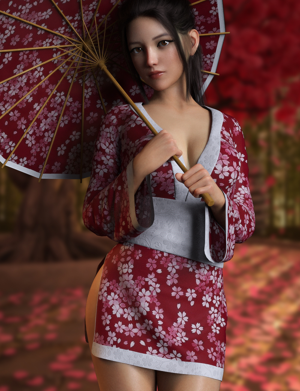 dForce Sakura Outfit Set for Genesis 8 and 8.1 Females by: Mytilus, 3D Models by Daz 3D