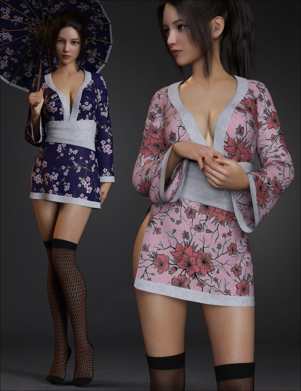 dForce Sakura Outfit for Genesis 8 and 8.1 Females by: Mytilus, 3D Models by Daz 3D