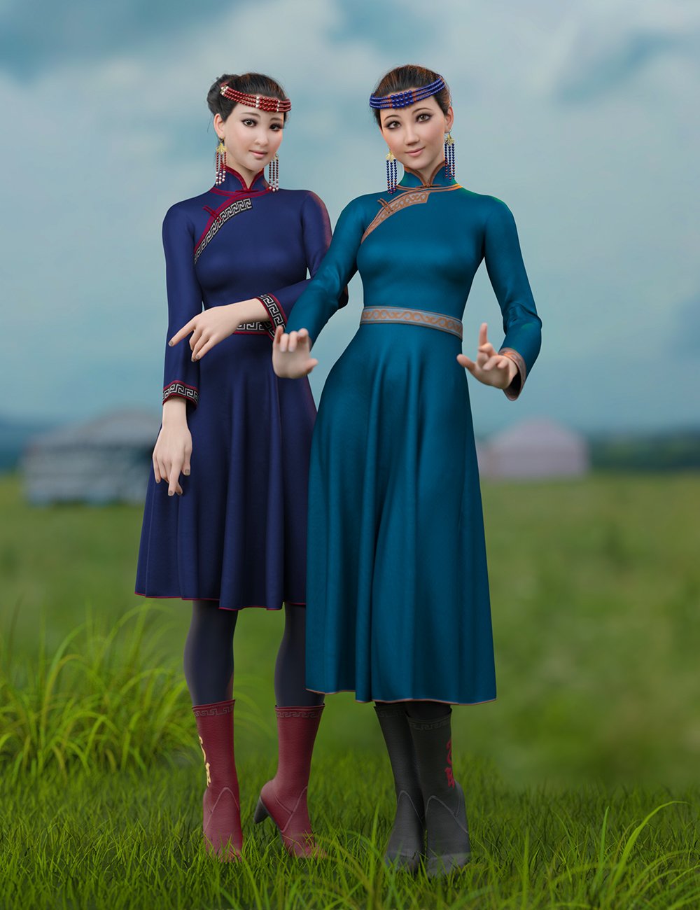 dForce MK Mongolian Dress for Genesis 8 and 8.1 Female by: wsmonkeyking, 3D Models by Daz 3D