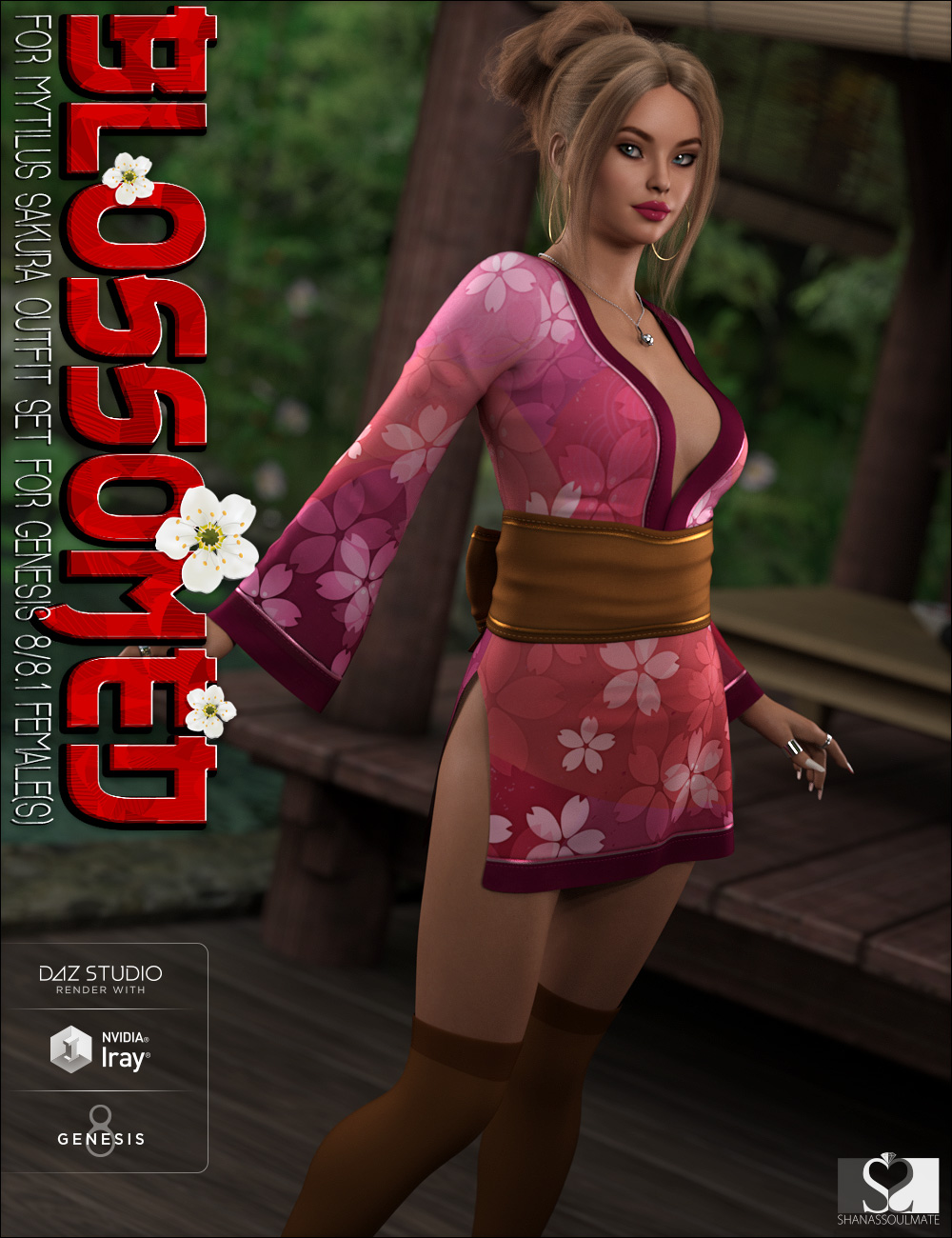 Sakura Outfit Blossomed Textures by: ShanasSoulmate, 3D Models by Daz 3D