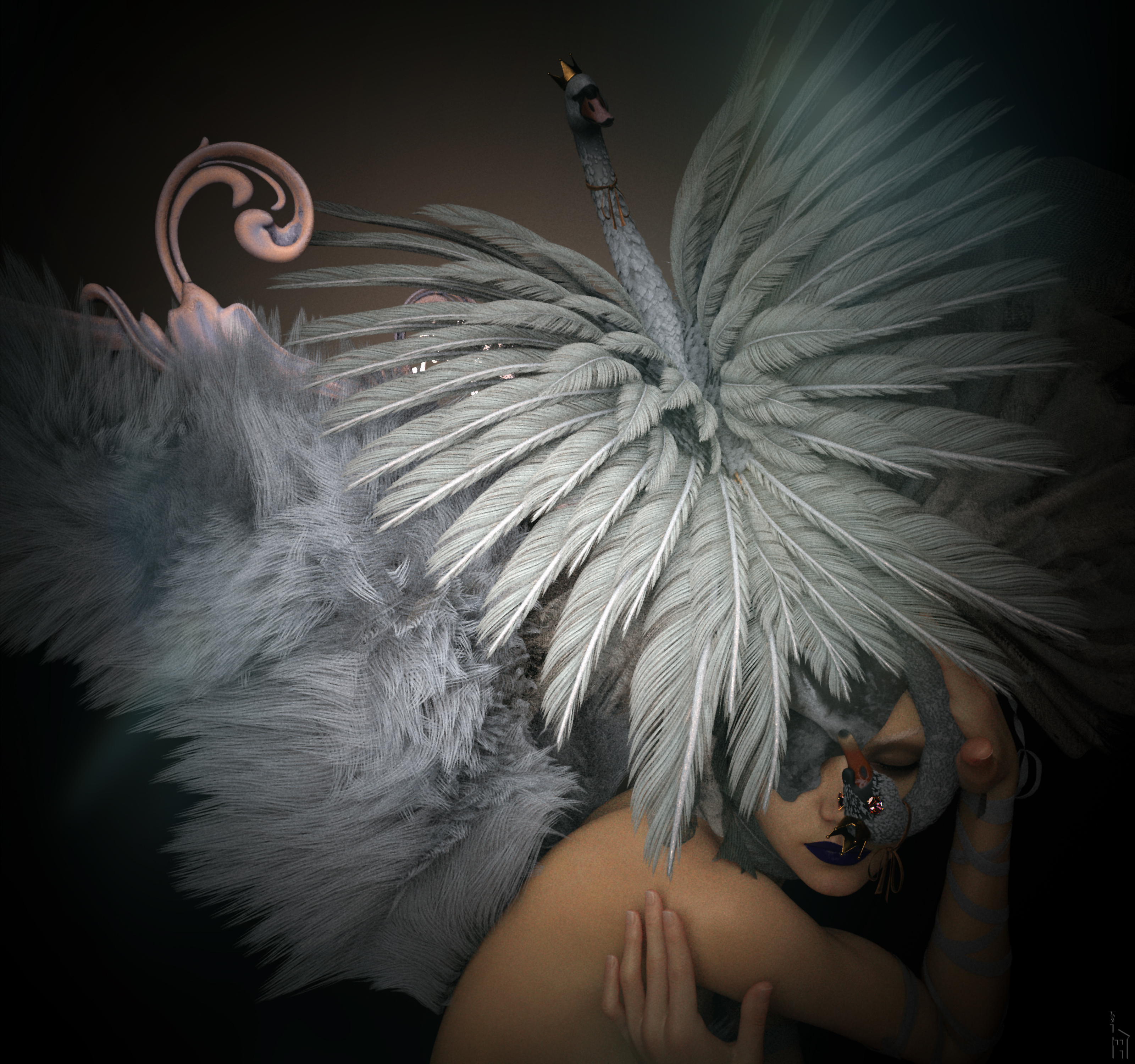 SWAN Dance Fascinator for Genesis 8 Females SWAN Dance Fascinator for Genesis 8 Females by: The Row House, 3D Models by Daz 3D