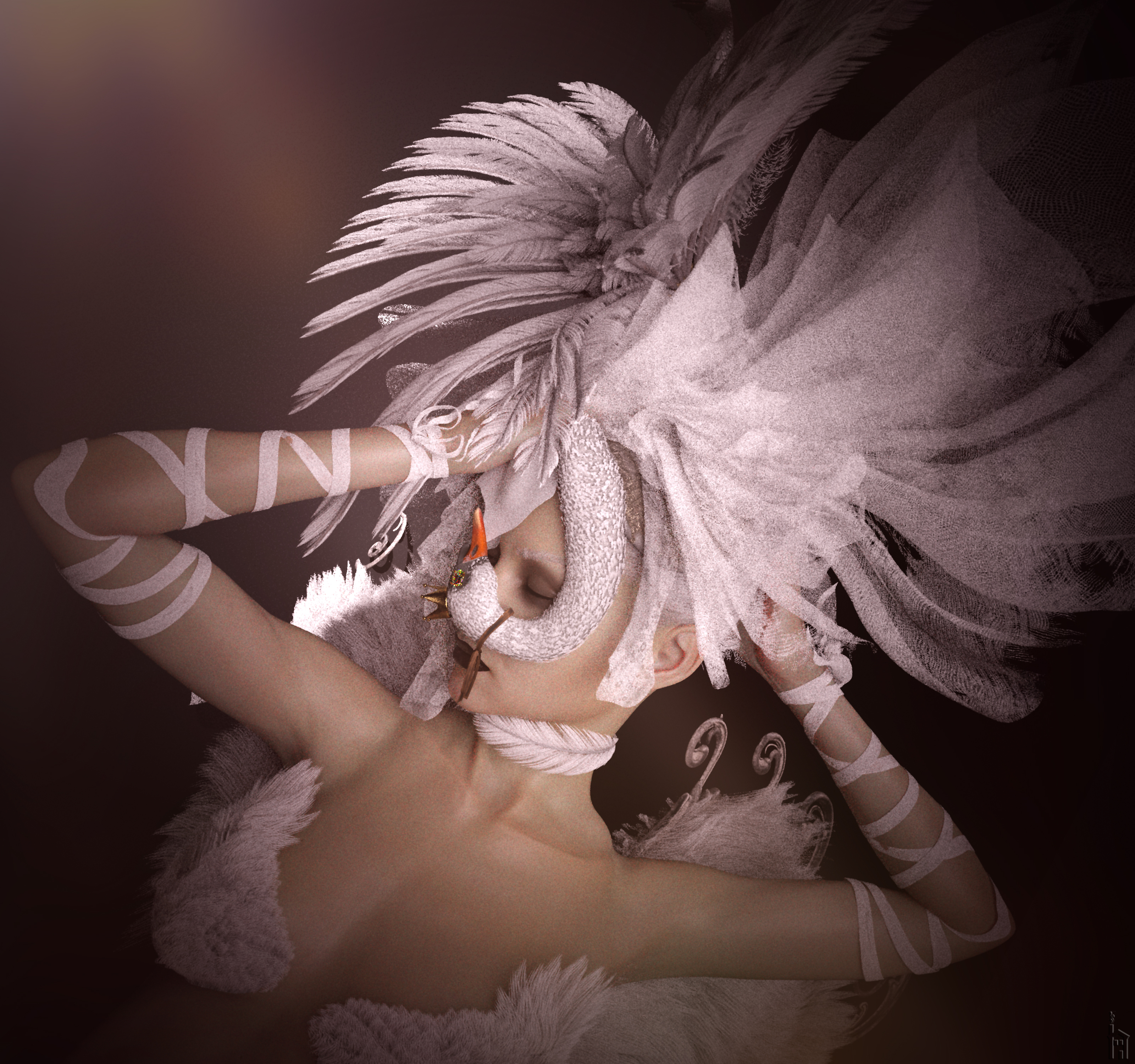 SWAN Dance Fascinator for Genesis 8 Females by: The Row House, 3D Models by Daz 3D