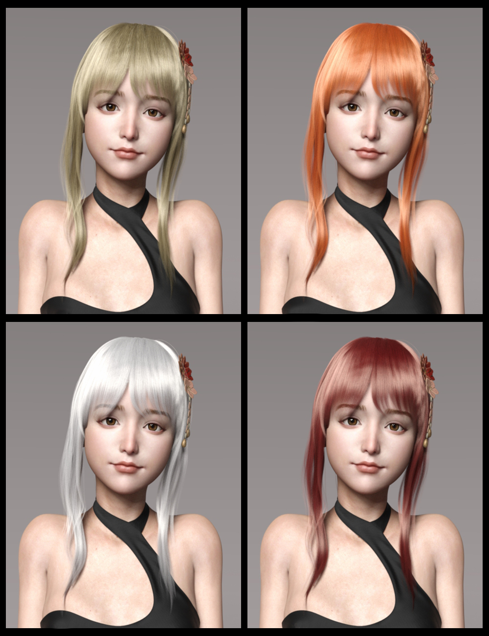 Qiunr Hair for Genesis 8 and 8.1 Females by: Ergou, 3D Models by Daz 3D