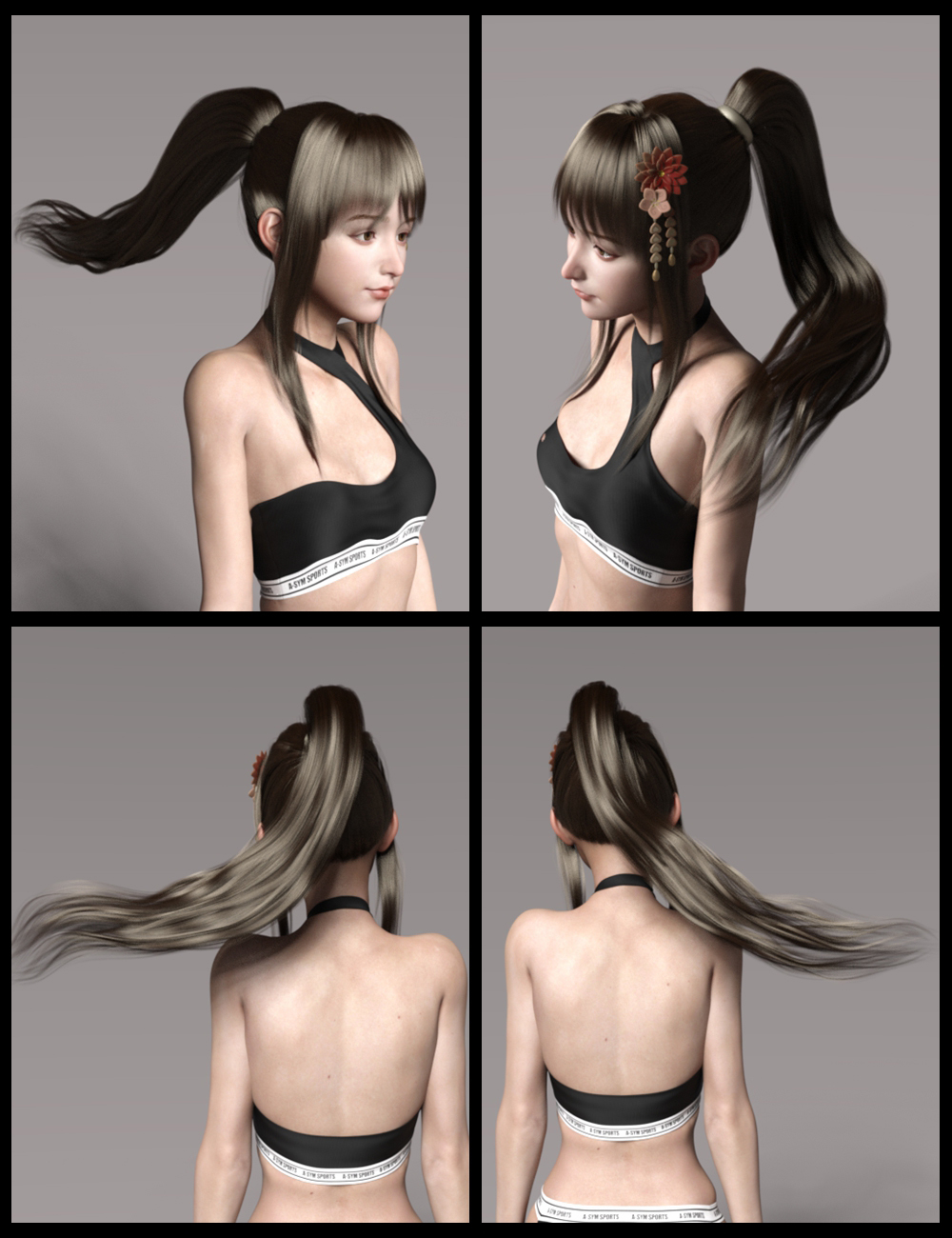 Qiunr Hair for Genesis 8 and 8.1 Females by: Ergou, 3D Models by Daz 3D
