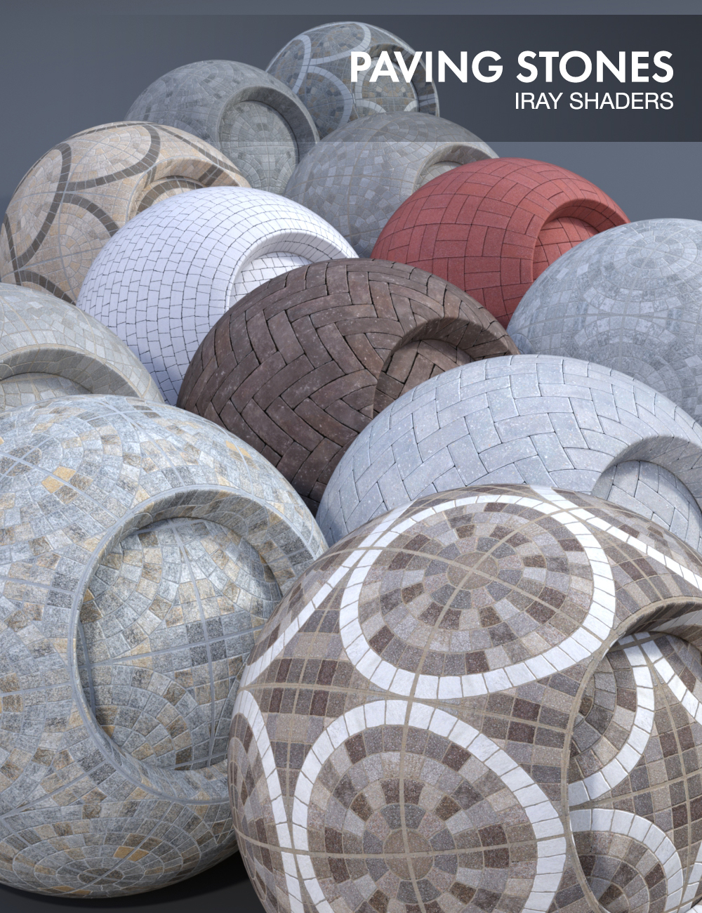 Paving Stones Shaders for Iray by: Dimidrol, 3D Models by Daz 3D
