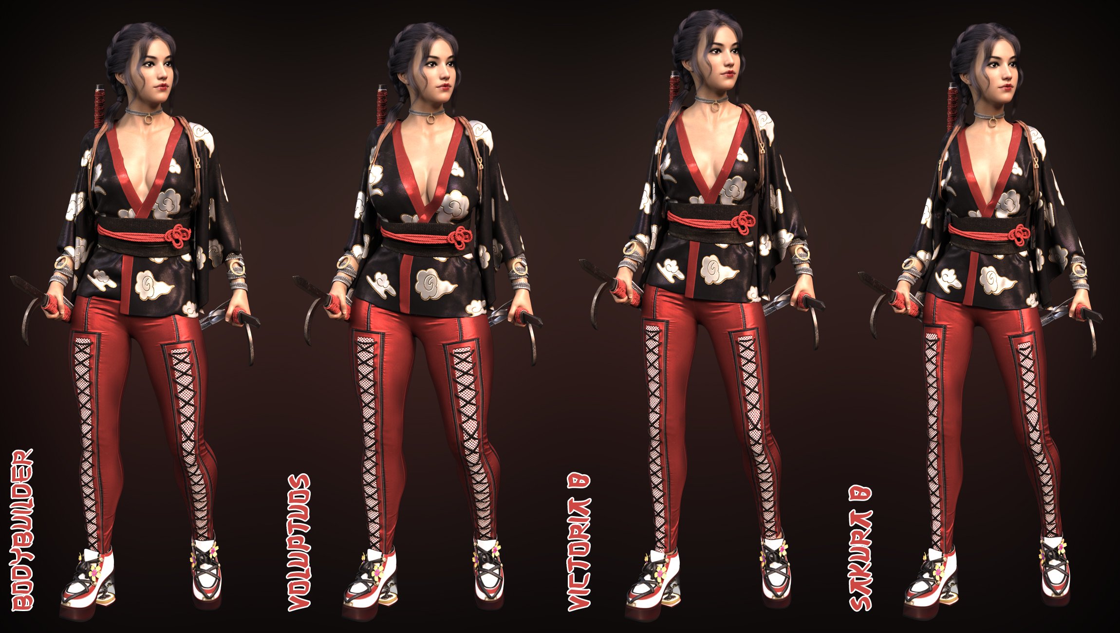 dForce Doku Sakura HD Outfit for Genesis 8 and 8.1 Females by: Luthbellina, 3D Models by Daz 3D