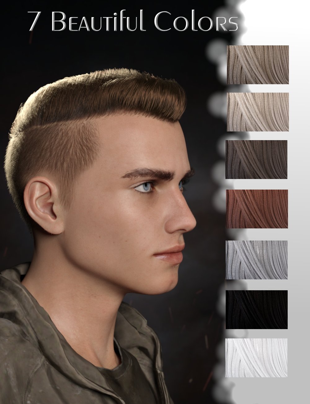 Aron Short Hair for Genesis 8 and 8.1 Males by: Neftis3D, 3D Models by Daz 3D