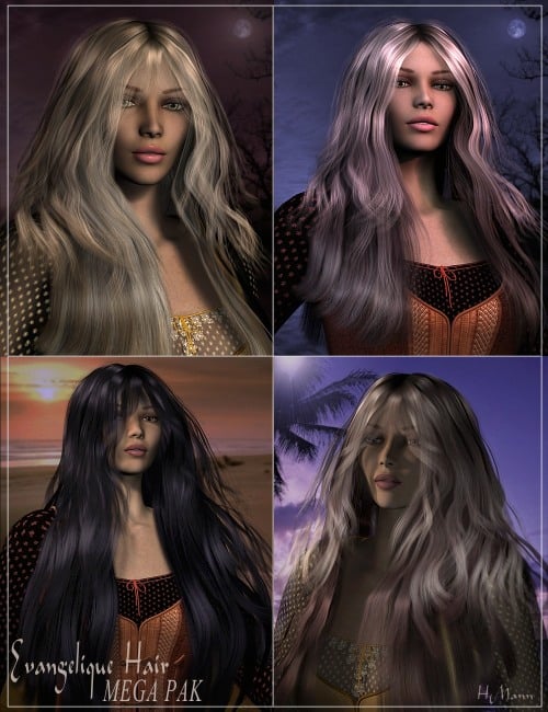 Evangelique Hair MEGA PAK by: Magix 101, 3D Models by Daz 3D