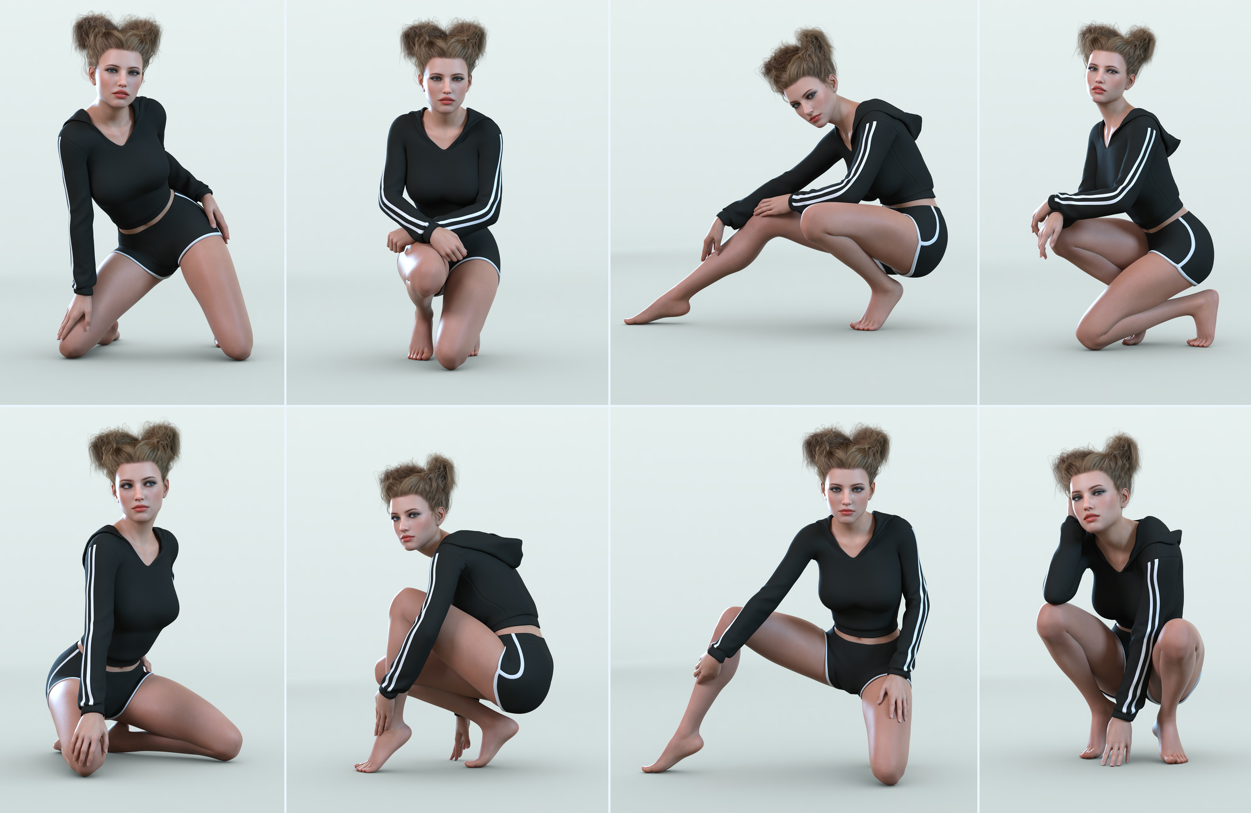 Z Ultimate Kneeling and Crouching Pose Collection for Genesis 8 and 8.1 Female by: Zeddicuss, 3D Models by Daz 3D