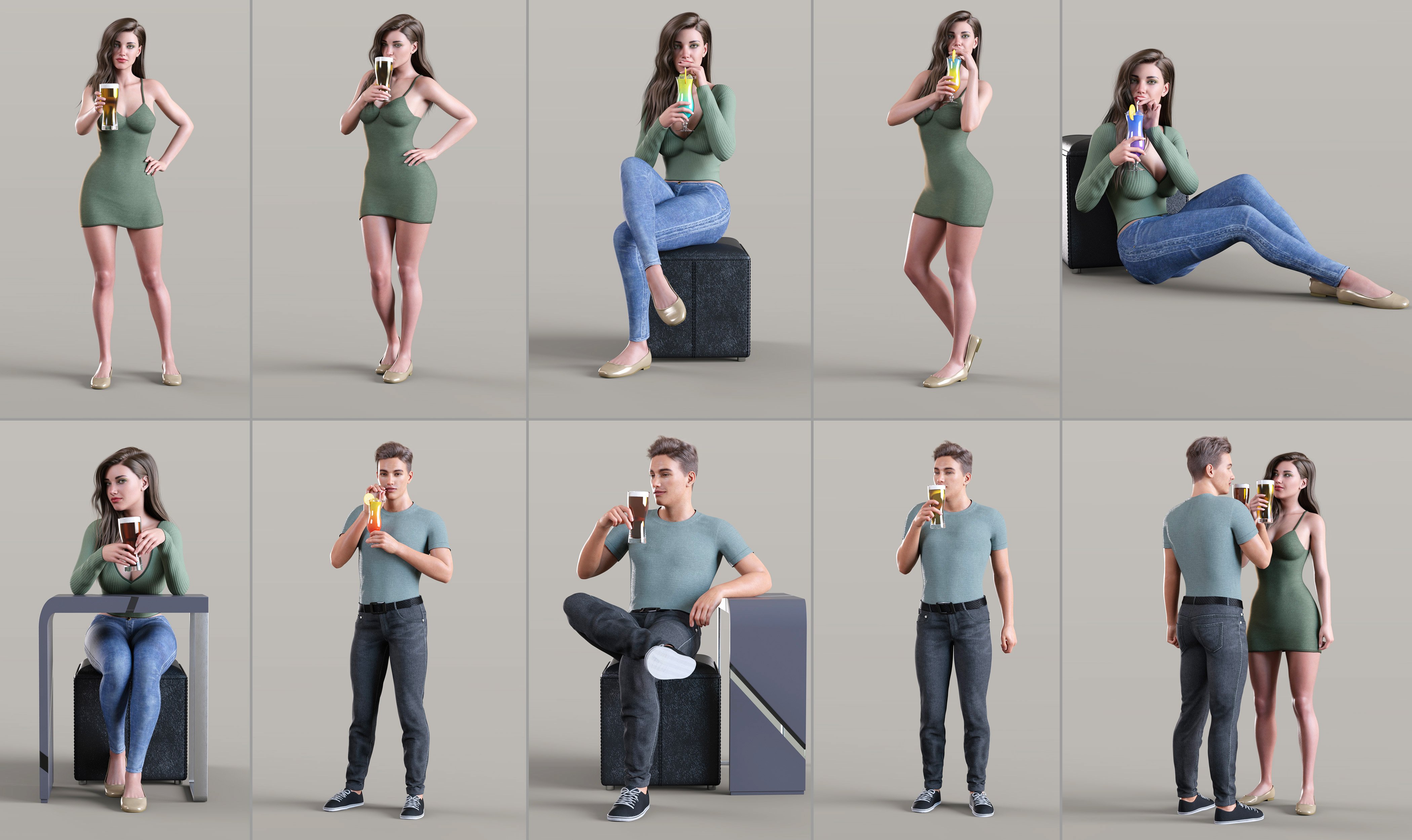 Z Drink Up Props and Poses Collection for Genesis 8 and 8.1 by: Zeddicuss, 3D Models by Daz 3D