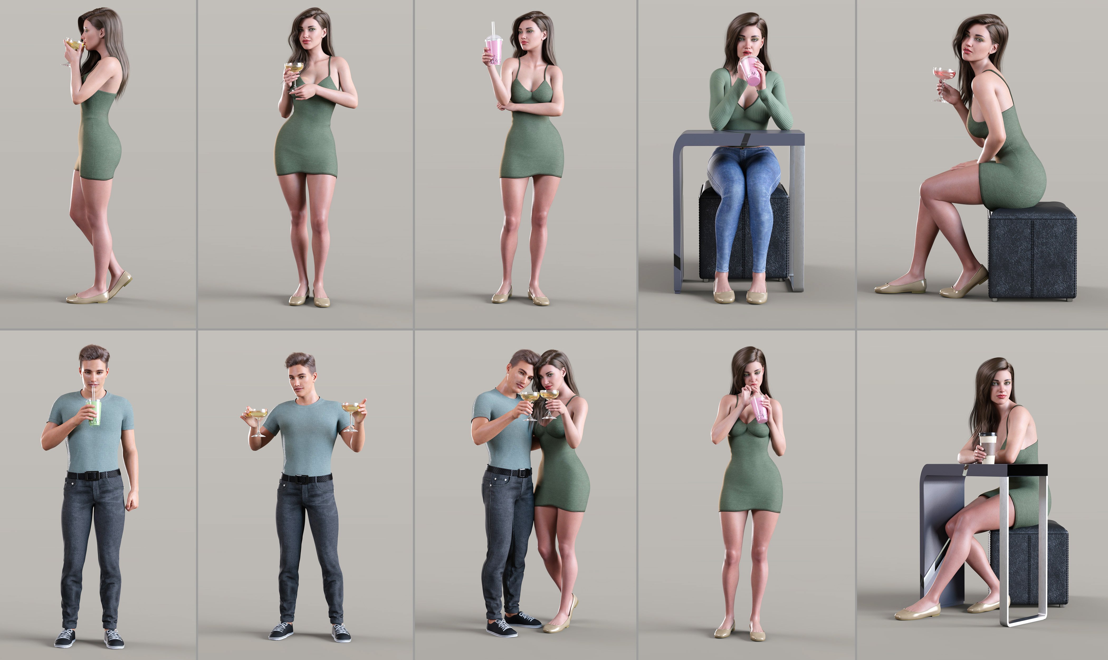 Z Drink Up Props and Poses Collection for Genesis 8 and 8.1 by: Zeddicuss, 3D Models by Daz 3D