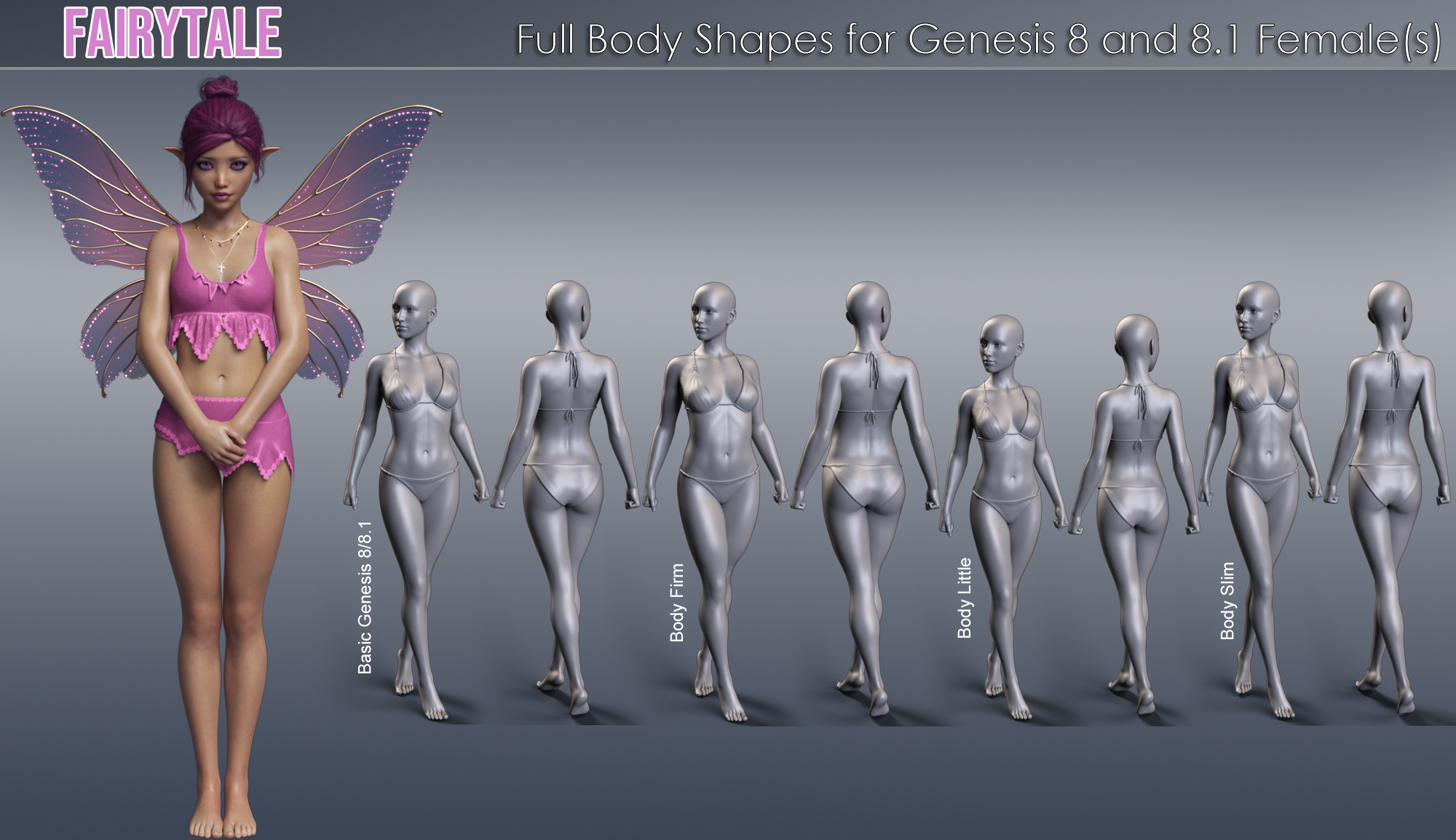 Fairytale - A Fairy Shaping Kit for Genesis 8 and 8.1 Females by: P3Design, 3D Models by Daz 3D