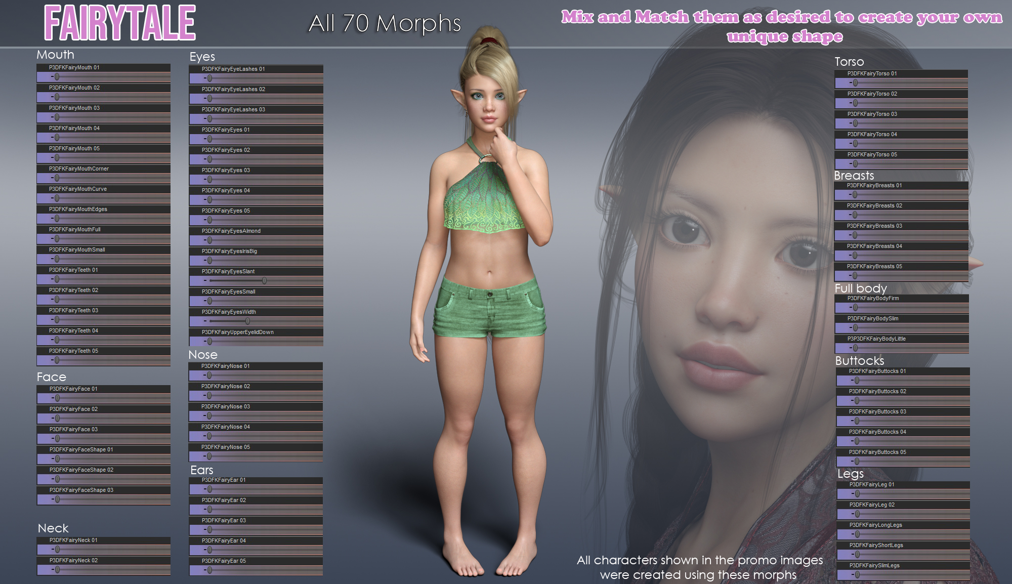 Fairytale - A Fairy Shaping Kit for Genesis 8 and 8.1 Females by: P3Design, 3D Models by Daz 3D
