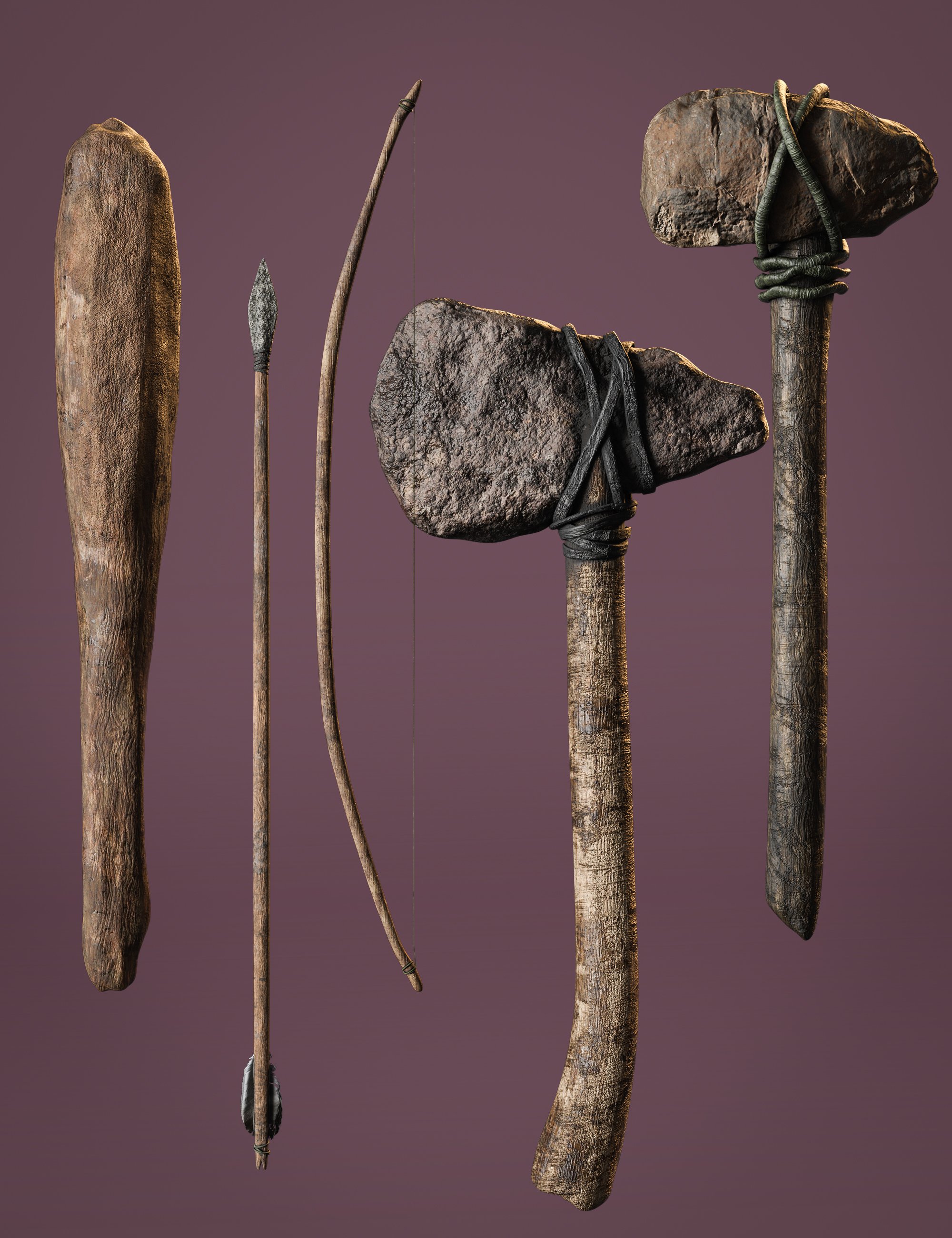 BW Primitive Weapons Bundle for Genesis 8 and 8.1 Daz 3D