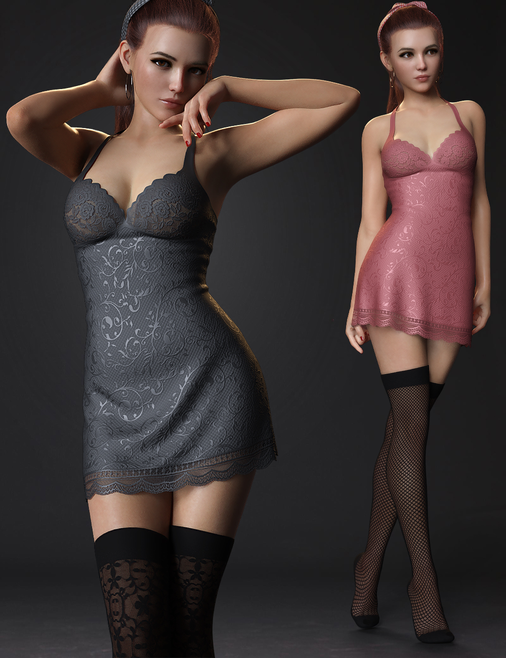 dForce Midnight Delusion Outfit Set for Genesis 8 and 8.1 Females by: MytilusProShot, 3D Models by Daz 3D