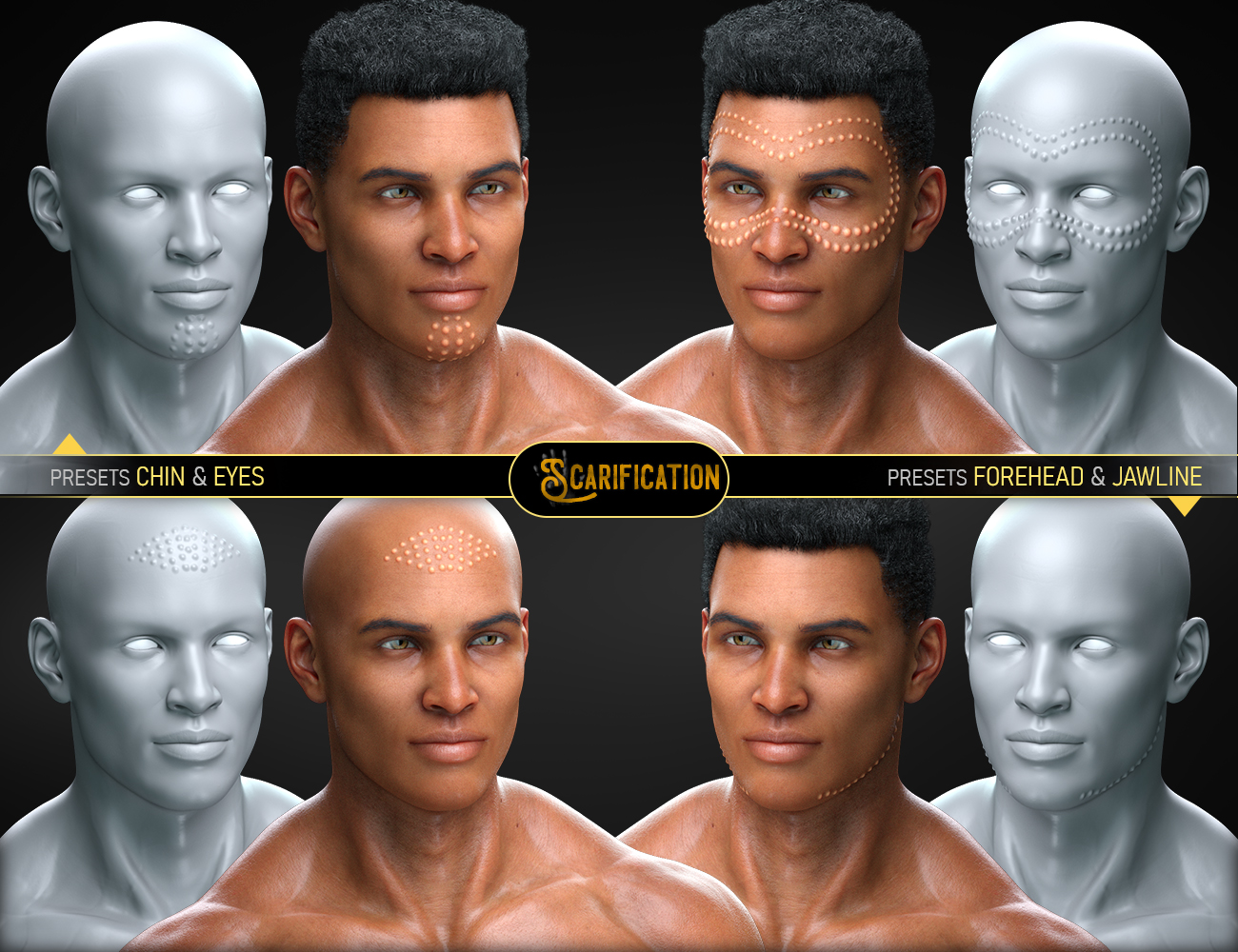 HD Scarification for Genesis 8 and 8.1 Males by: FenixPhoenixEsid, 3D Models by Daz 3D