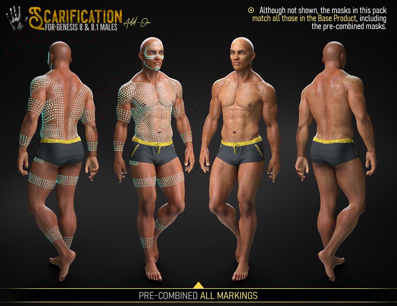 HD Scarification Texture Add-on for Genesis 8 and 8.1 Males HD Scarification Texture Add-on for Genesis 8 and 8.1 Males by: FenixPhoenixEsid, 3D Models by Daz 3D