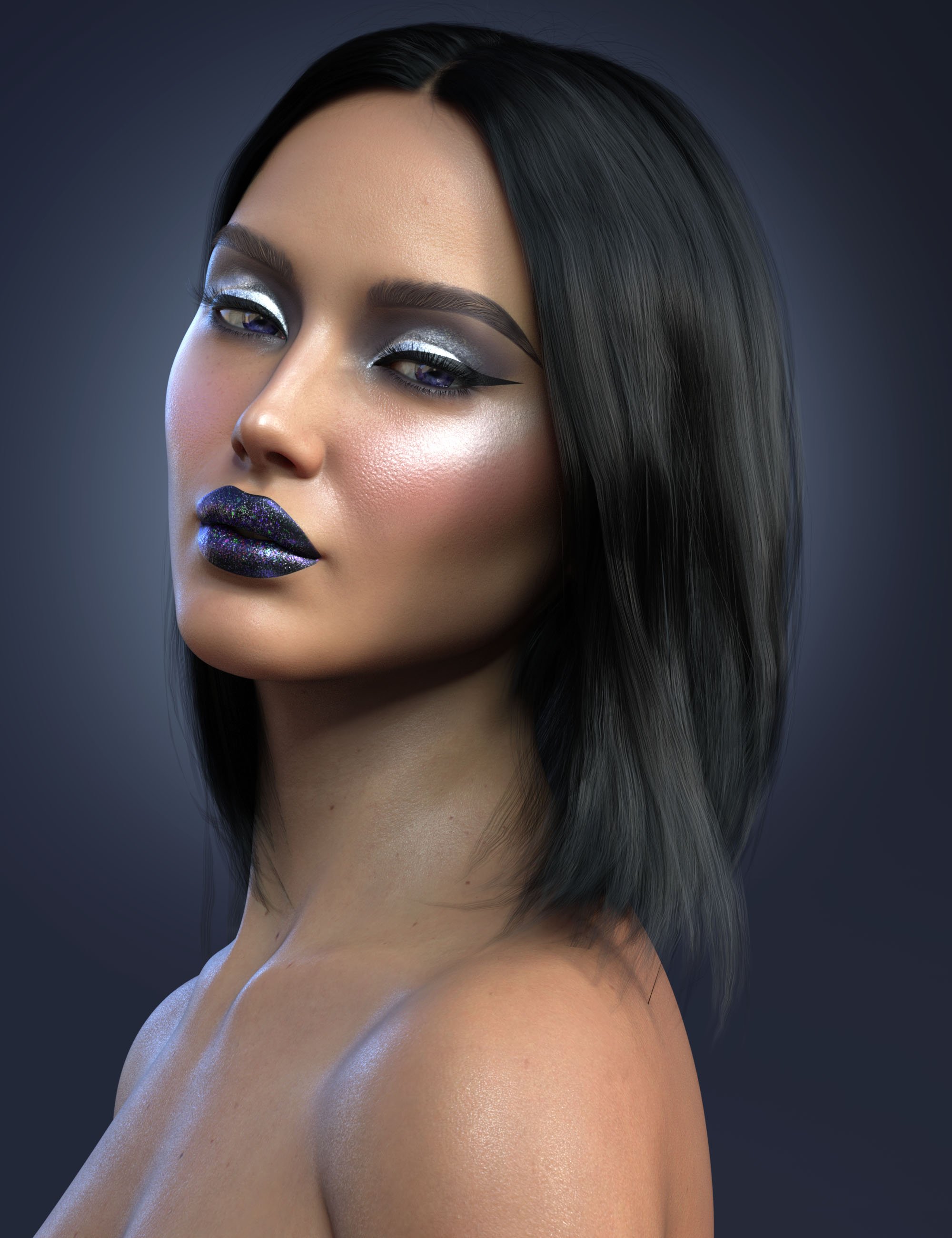 Utopian Makeup LIE and Face Gems for Genesis 8 and 8.1 Females by: 3D Sugar, 3D Models by Daz 3D
