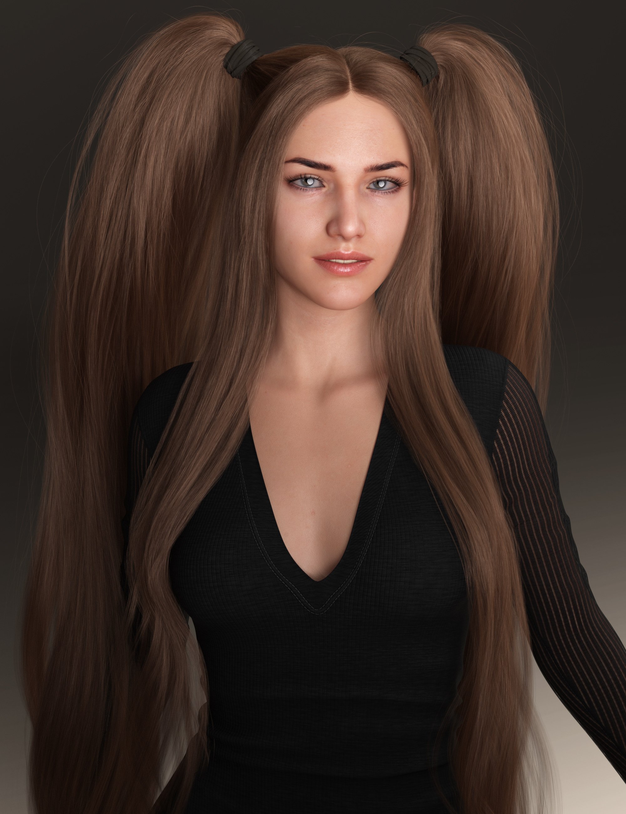 Turbulent Pigtails Hair for Genesis 8 and 8.1 Females by: outoftouch, 3D Models by Daz 3D