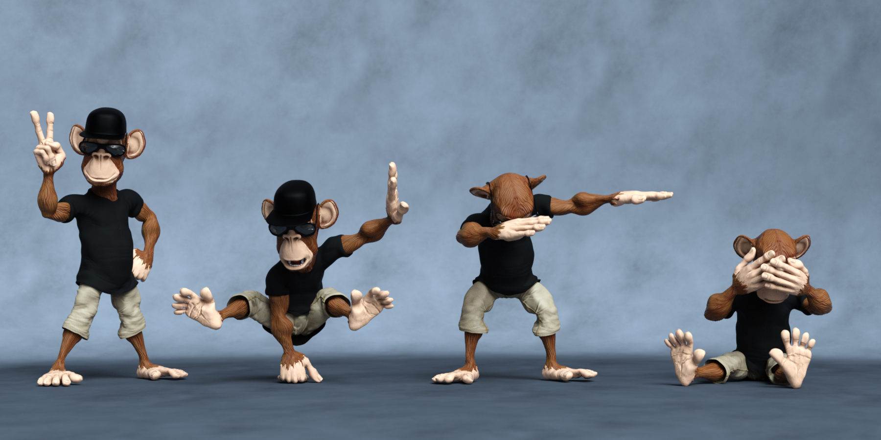 Monkey Business Poses for Alfred the Toon Monkey by: Ensary, 3D Models by Daz 3D