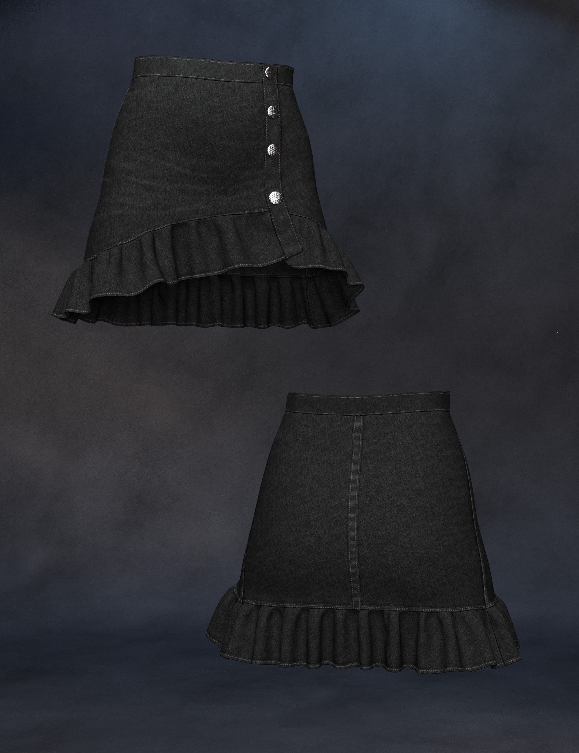 MK Flounces Denim dForce Skirt for Genesis 8 and 8.1 Female | Daz 3D