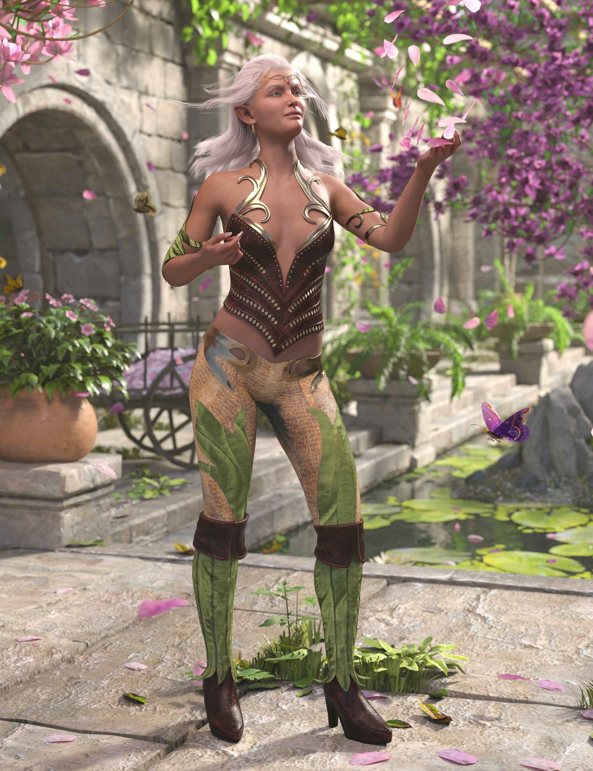 Keeper of the Petals Outfit for Genesis 8 and 8.1 Females by: 4blueyesbucketload3dShox-Design, 3D Models by Daz 3D