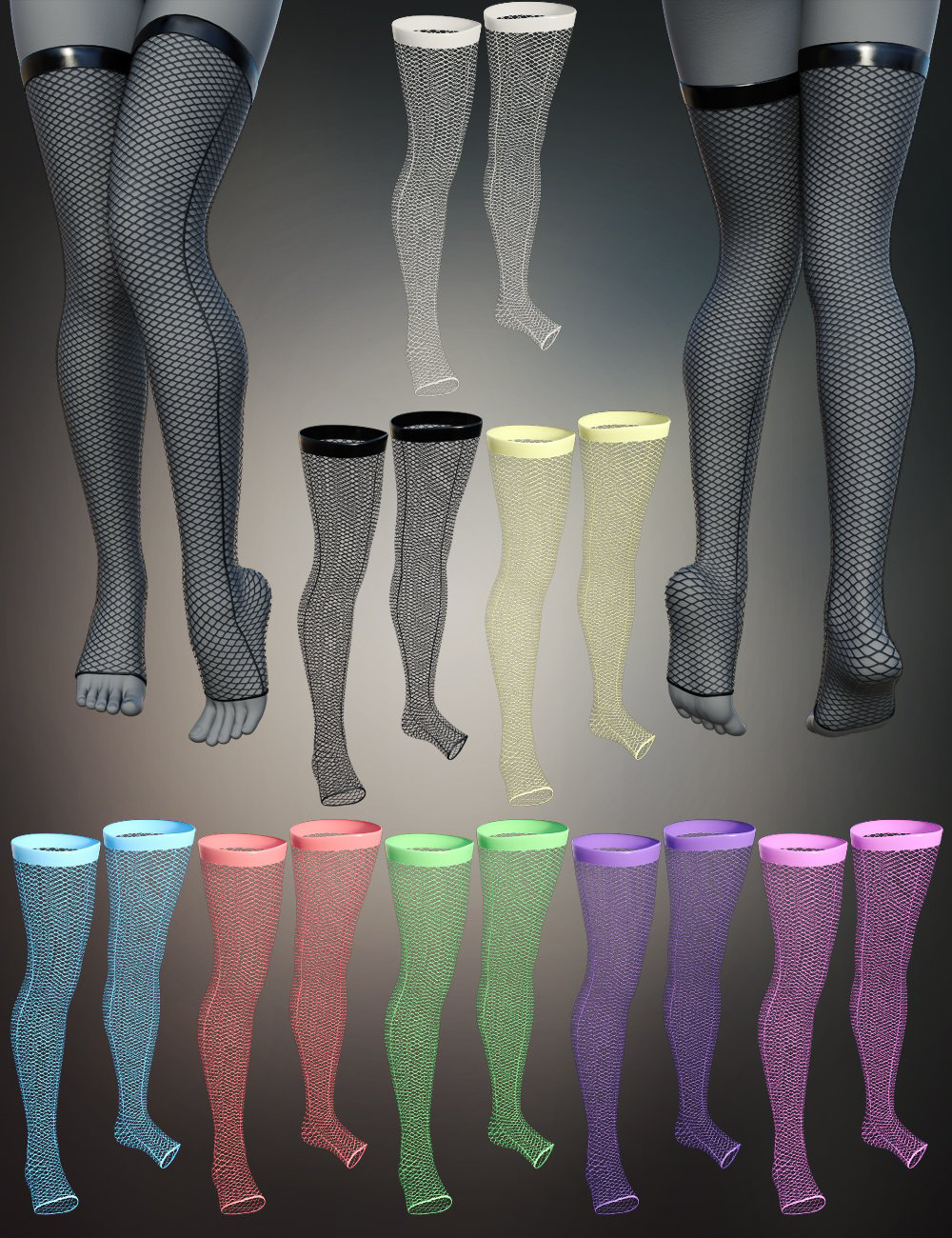 Gothic Style V6 Socks for Genesis 8 and 8.1 Females by: fjaa3d, 3D Models by Daz 3D
