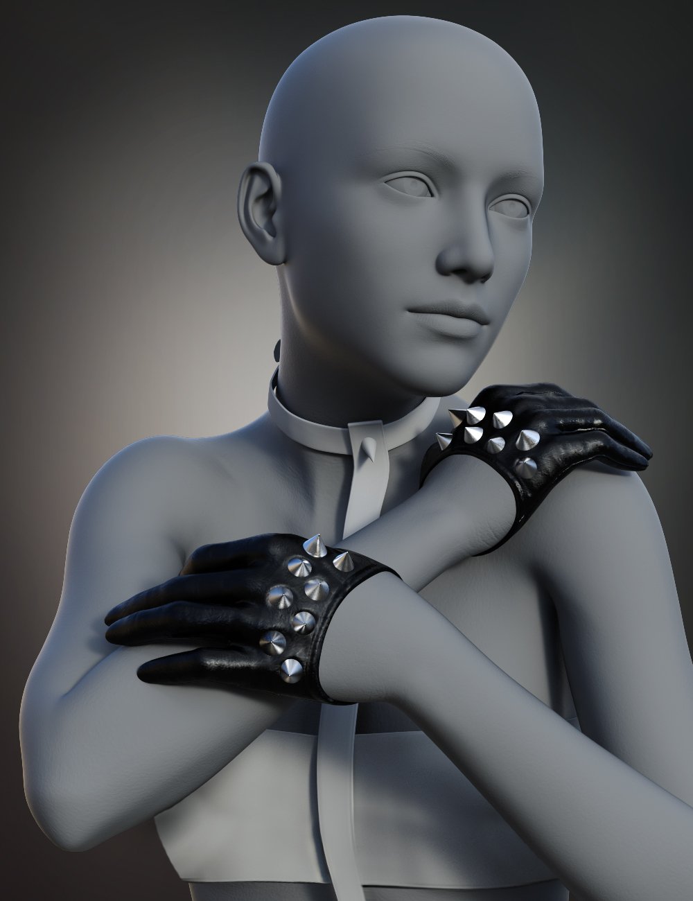 Gothic Style V6 dForce Gloves and Necklace for Genesis 8 and 8.1 Females by: fjaa3d, 3D Models by Daz 3D