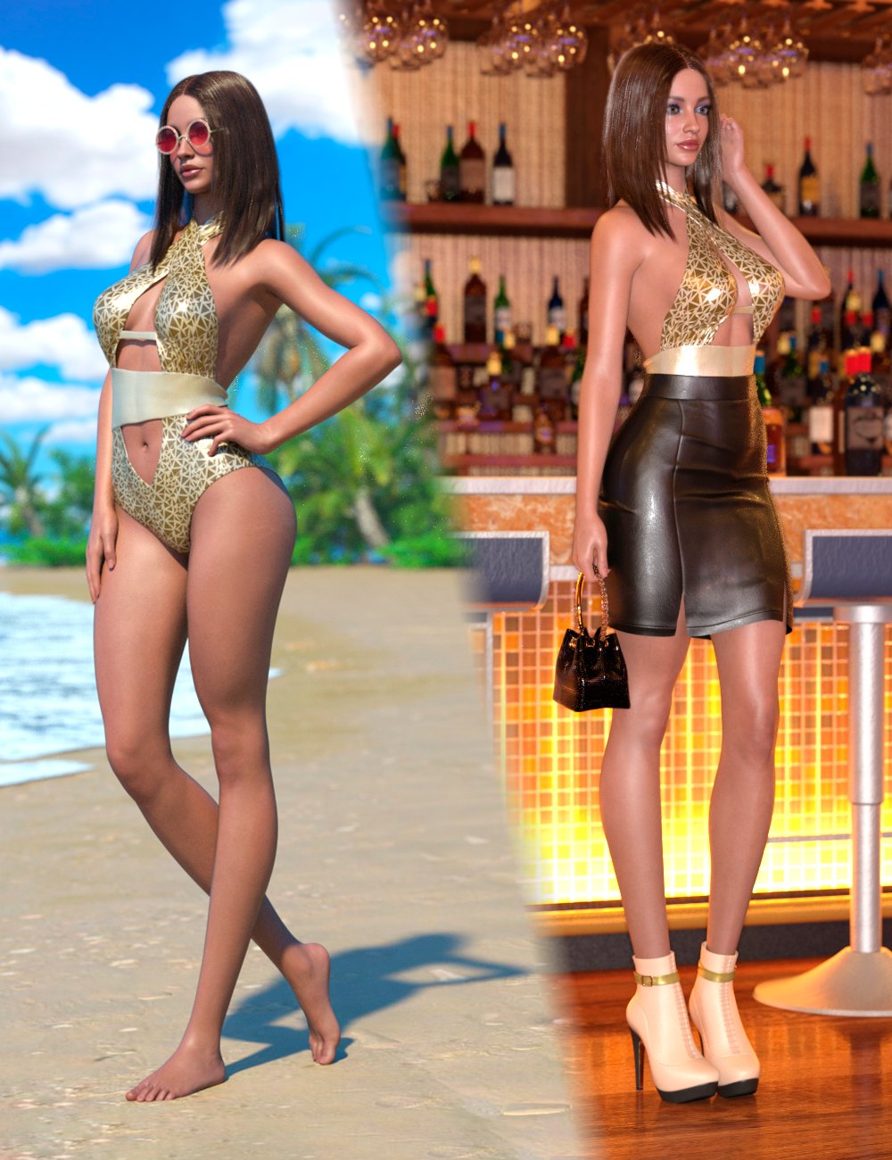 dForce Beach 2 the Night Collection for Genesis 8.1 Female by: Otart, 3D Models by Daz 3D