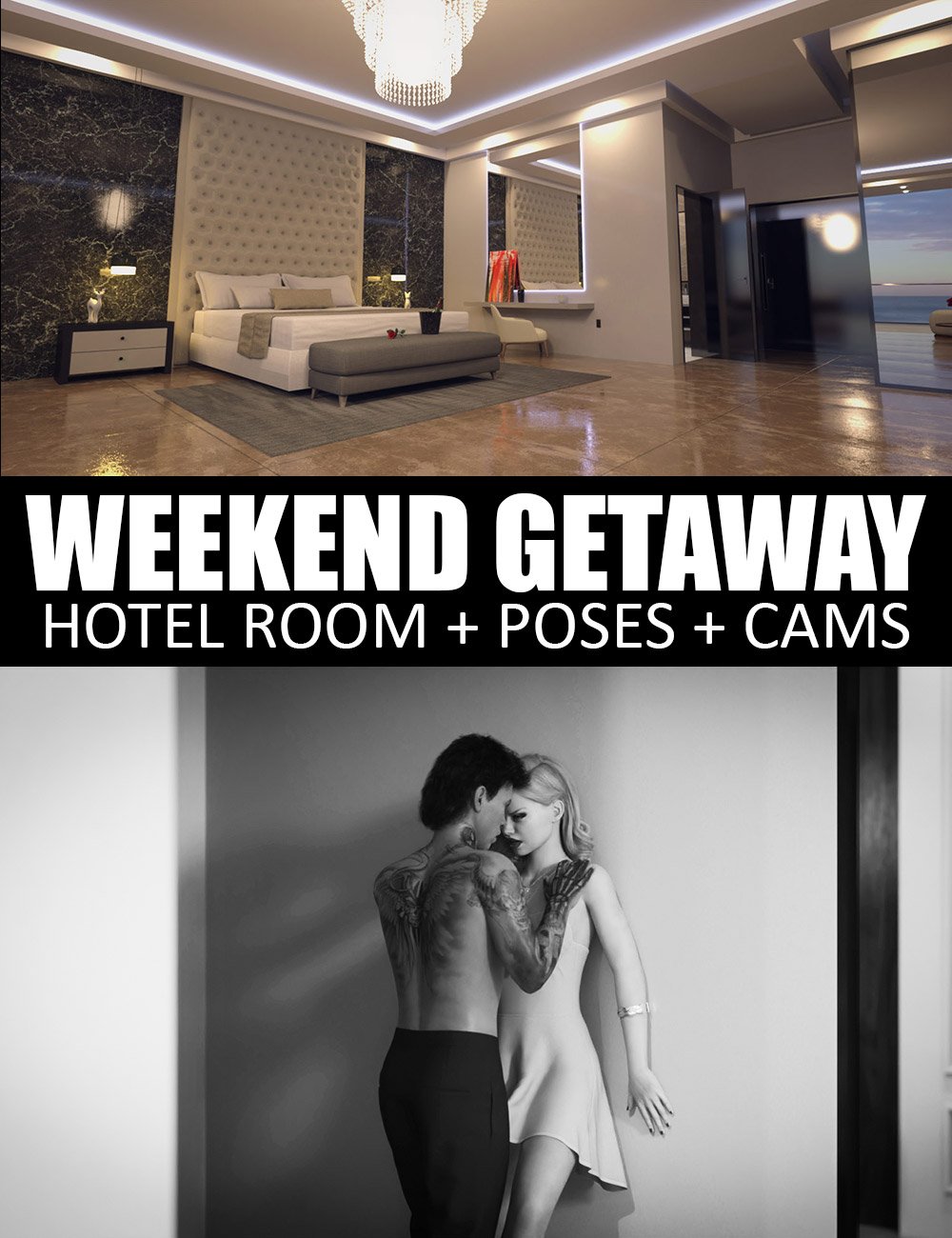 Weekend Getaway Hotel Room and Poses by: Dreamlight, 3D Models by Daz 3D