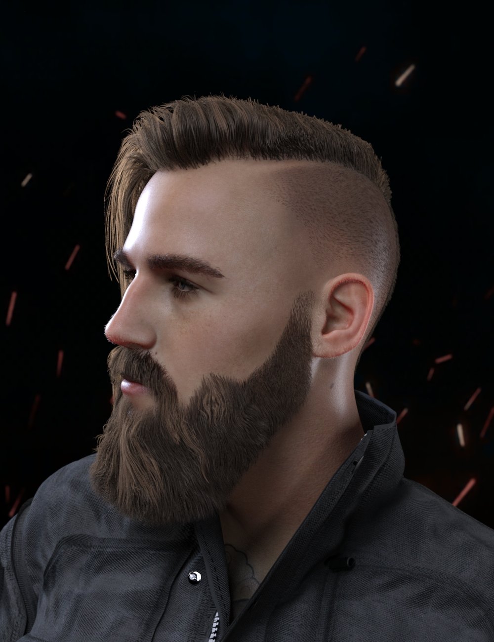 Torien Pompadour Hair and Full Beard for Genesis 8 and 8.1 Males by: Neftis3D, 3D Models by Daz 3D