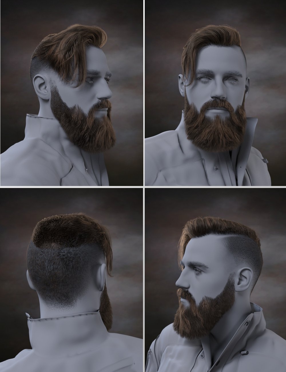 Torien Pompadour Hair and Full Beard for Genesis 8 and 8.1 Males by: Neftis3D, 3D Models by Daz 3D