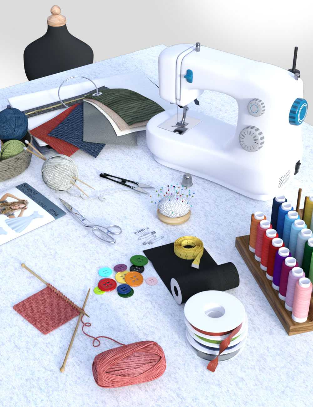 Hobby Props Sewing & Knitting by: SilvaAnt3d, 3D Models by Daz 3D
