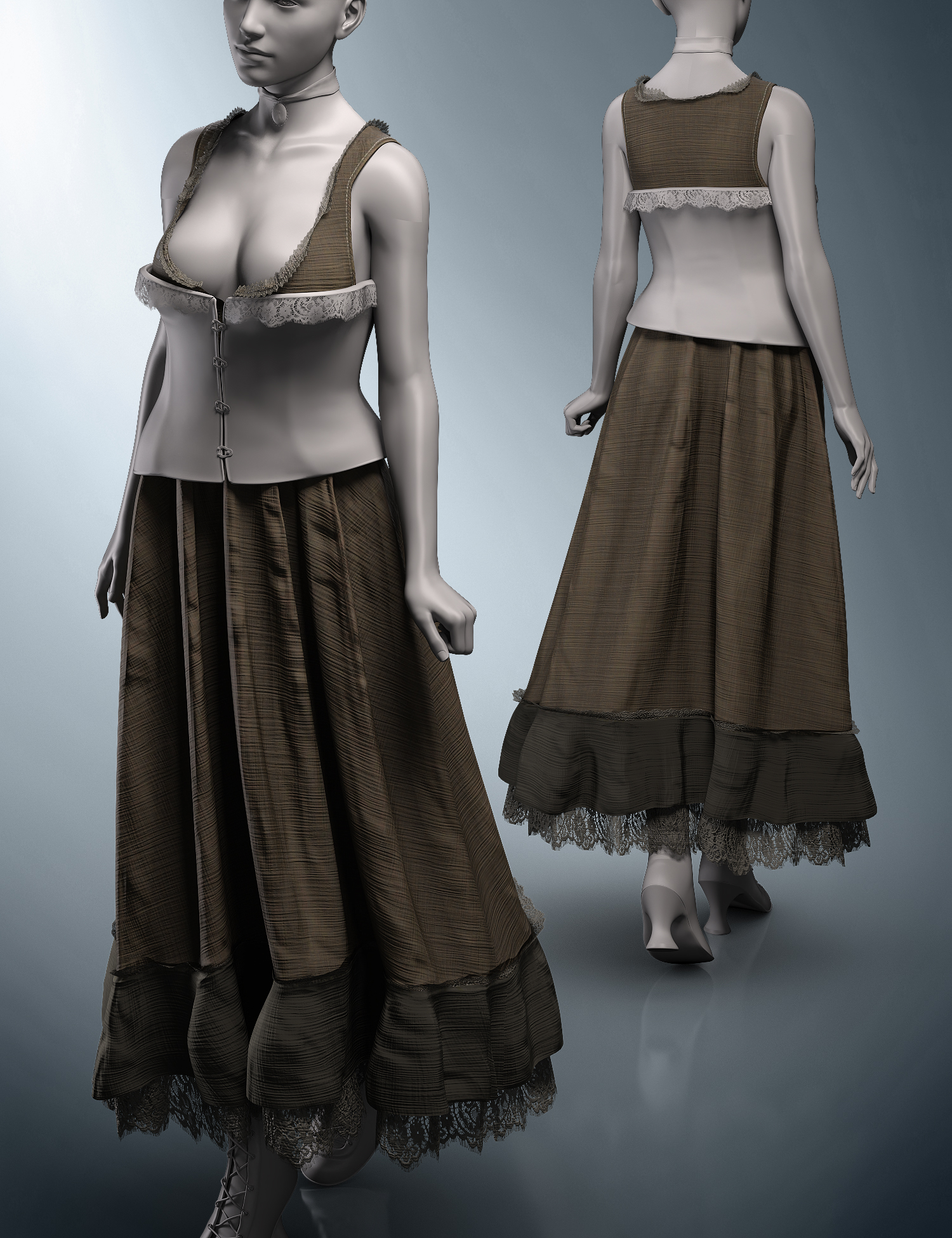 CB Clementine dForce Dress for Genesis 8 and 8.1 Females by: CynderBlue, 3D Models by Daz 3D