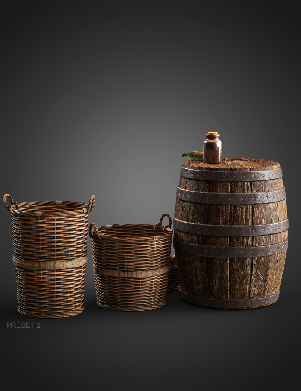 The Alchemist Workshop Props - Barrels and Baskets by: Dekogon Studios, 3D Models by Daz 3D