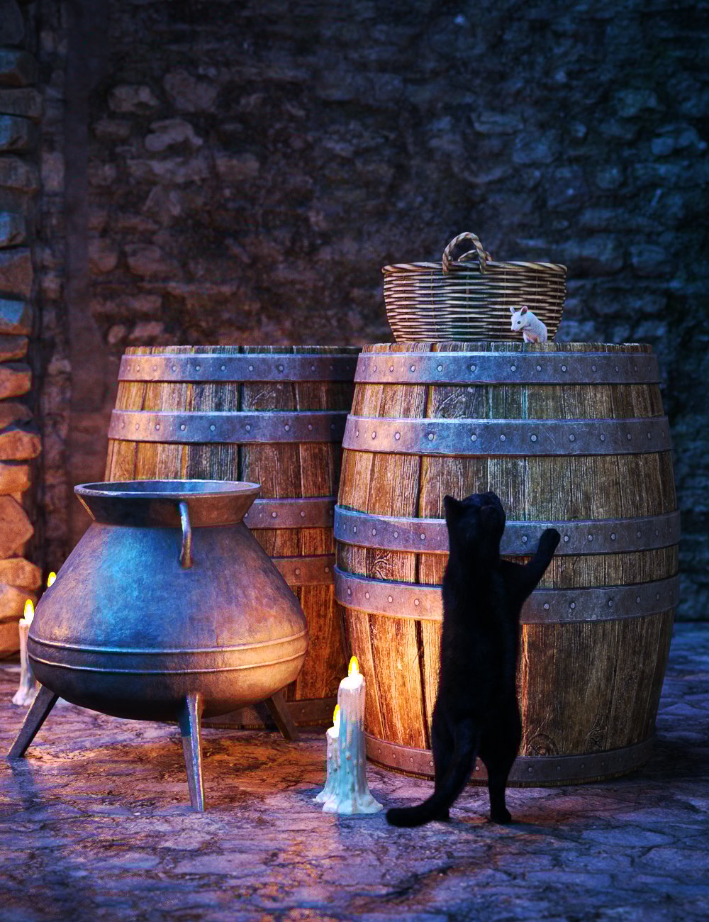 The Alchemist Workshop Props - Barrels and Baskets The Alchemist Workshop Props - Barrels and Baskets by: Dekogon Studios, 3D Models by Daz 3D