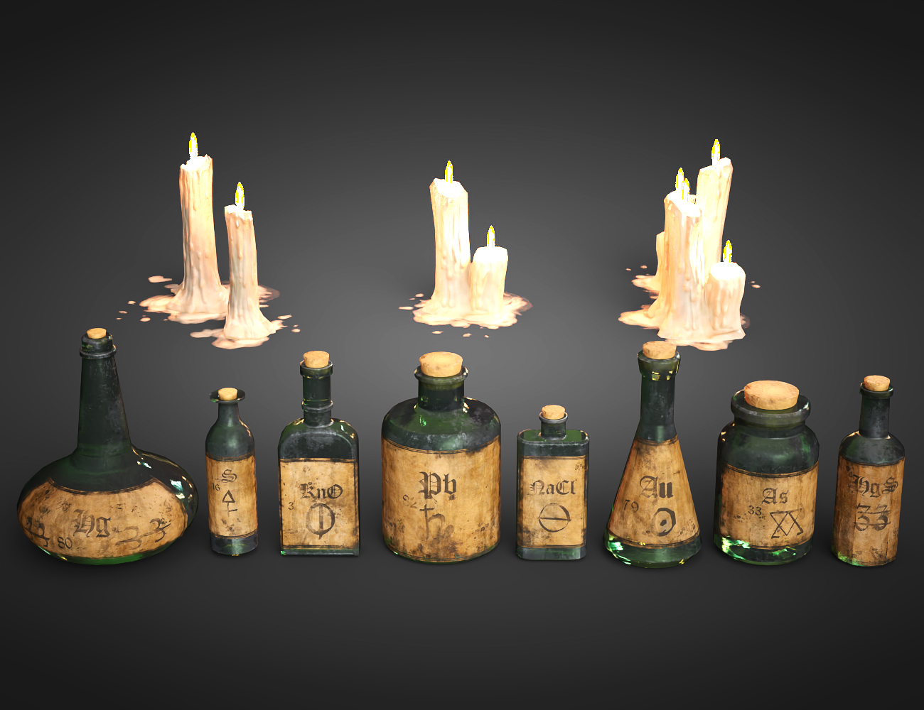 The Alchemist Workshop Props - Candles and Vials by: , 3D Models by Daz 3D
