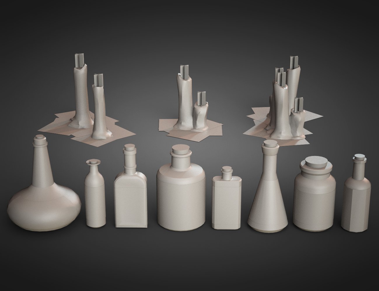 The Alchemist Workshop Props - Candles and Vials by: , 3D Models by Daz 3D