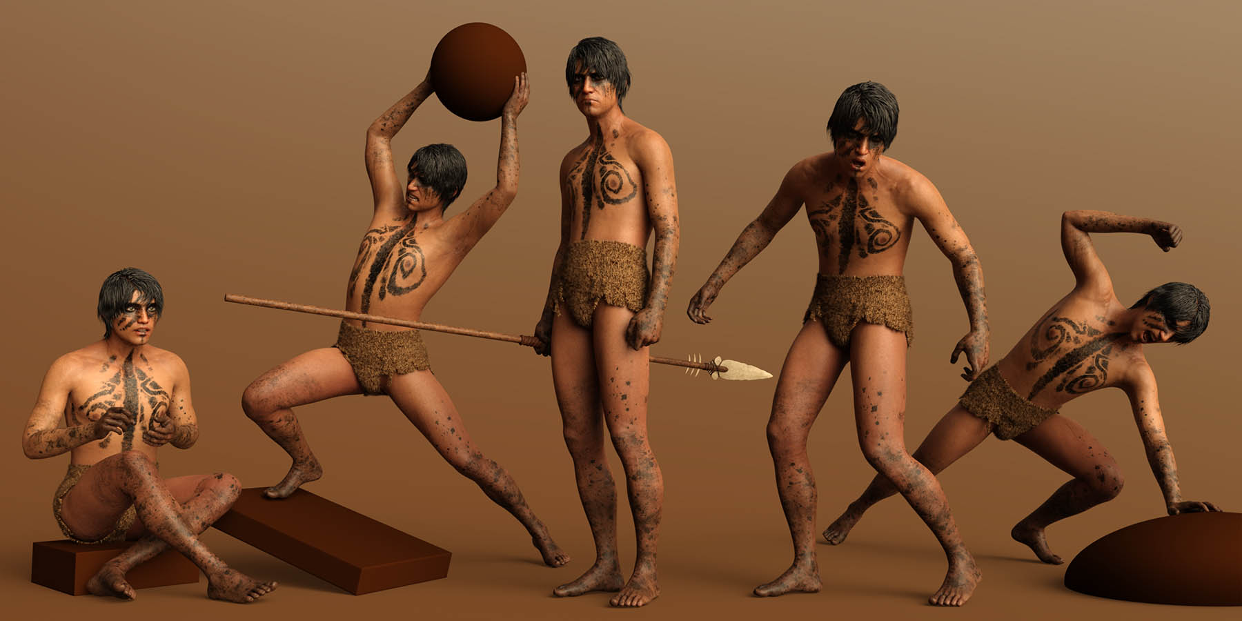 CDI Caveman Poses for Genesis 8.1 Male by: Capsces Digital Ink, 3D Models by Daz 3D