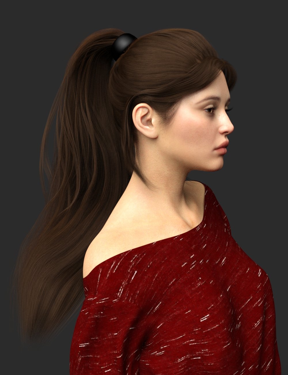PS Ponytail for Genesis 8 and 8.1 Female by: ParagonSecond-Circle, 3D Models by Daz 3D