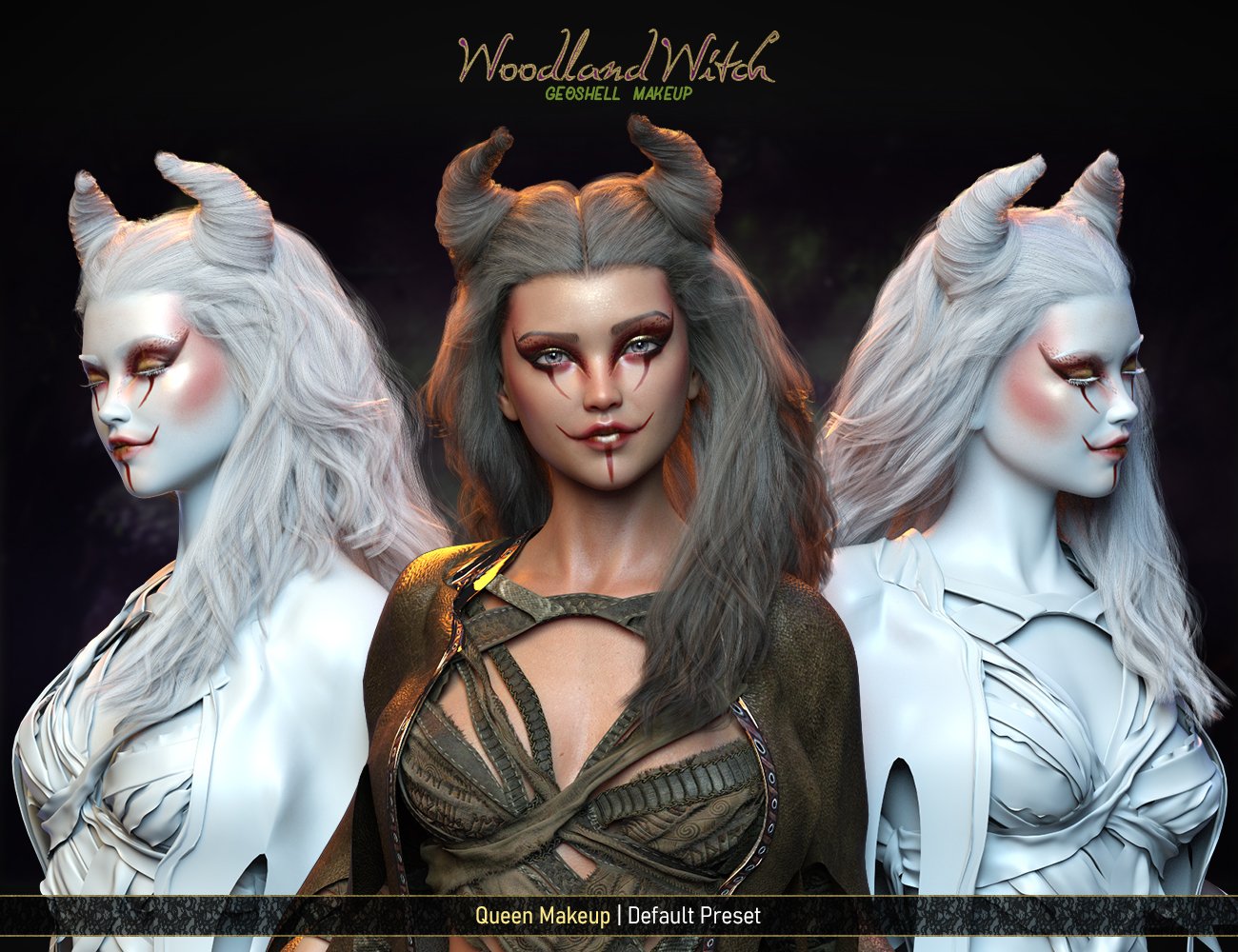 FPE Woodland Witch Geoshell Makeup for Genesis 8.1 Female by: FenixPhoenixEsid, 3D Models by Daz 3D