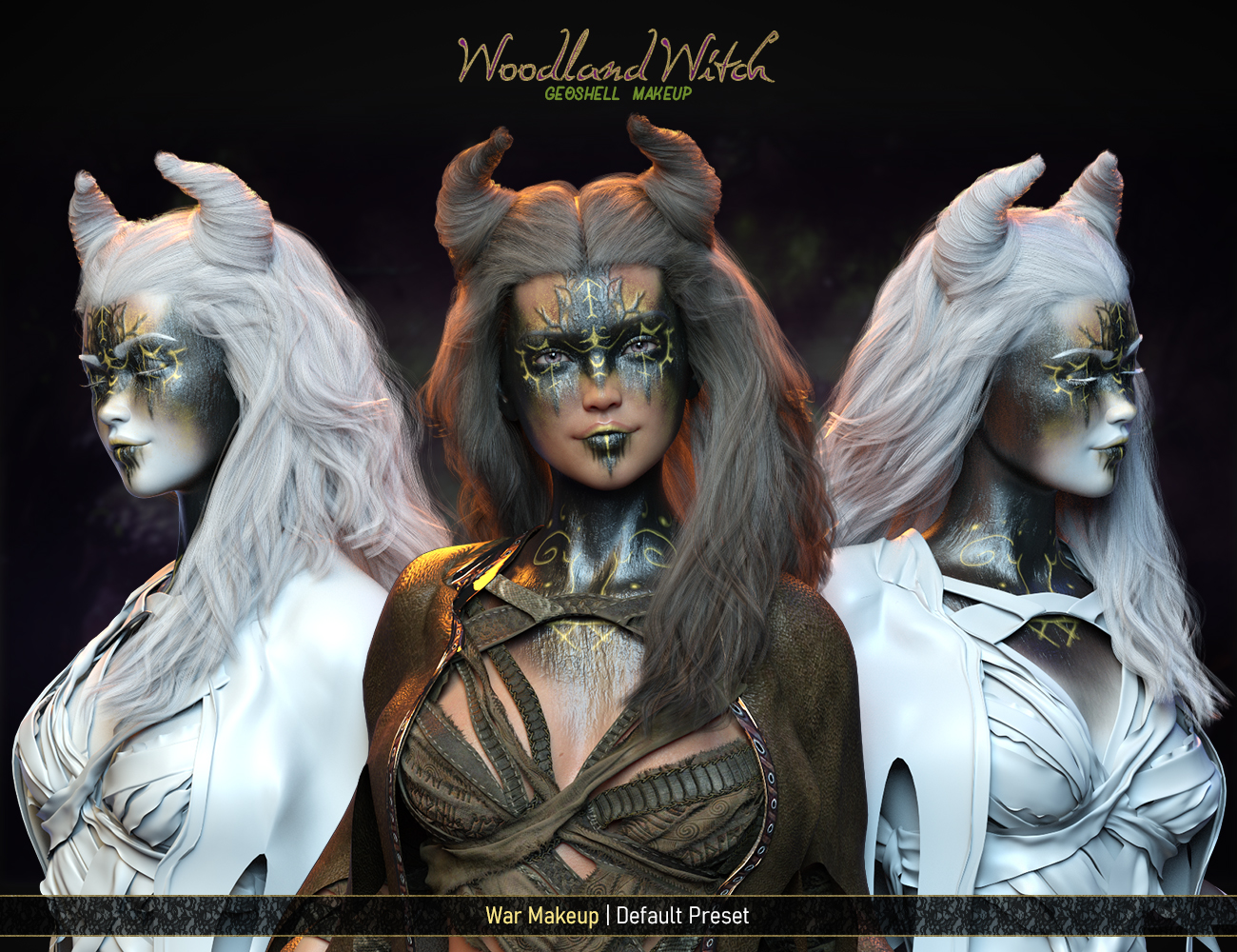FPE Woodland Witch Geoshell Makeup for Genesis 8.1 Female FPE Woodland Witch Geoshell Makeup for Genesis 8.1 Female by: FenixPhoenixEsid, 3D Models by Daz 3D