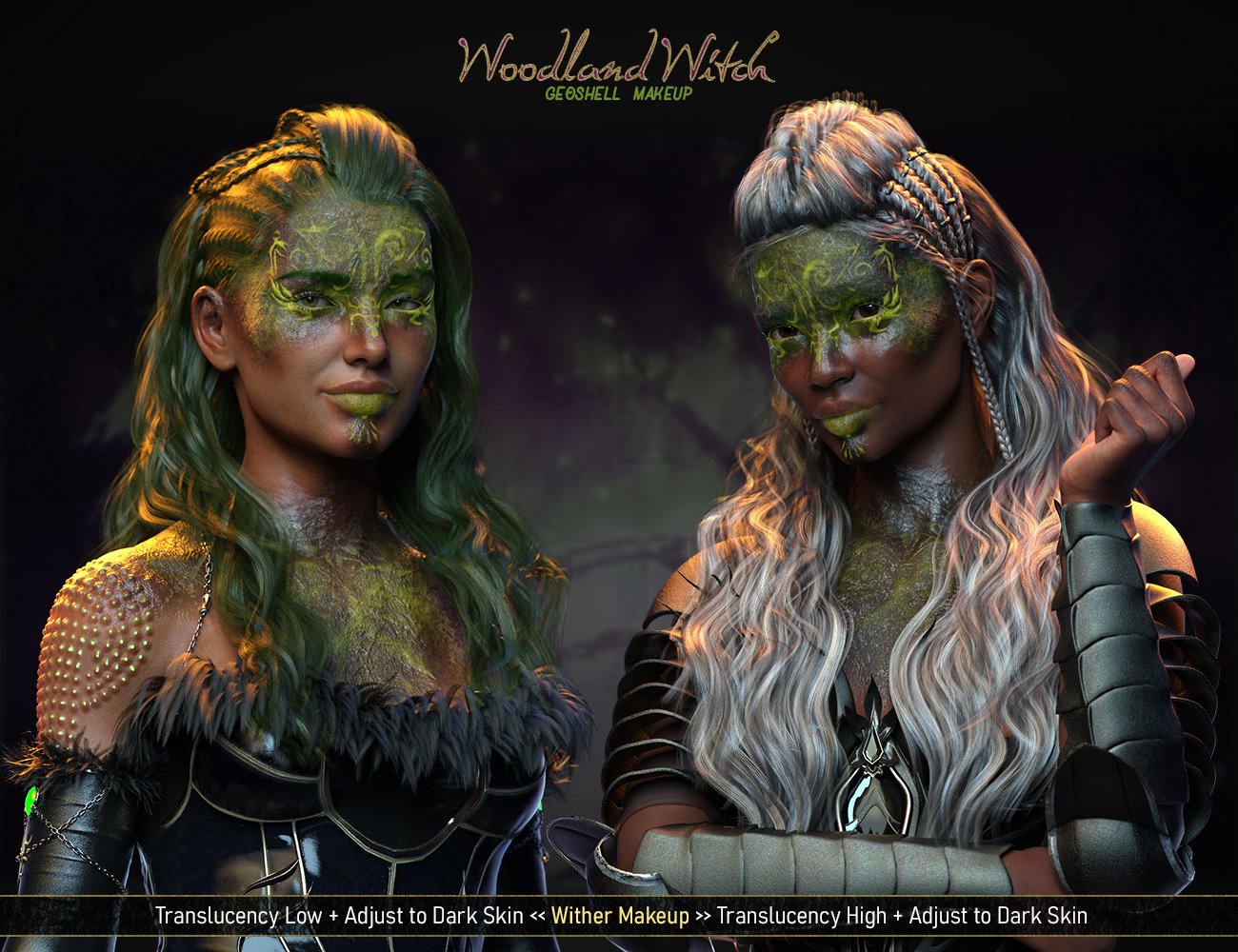 FPE Woodland Witch Geoshell Makeup for Genesis 8.1 Female by: FenixPhoenixEsid, 3D Models by Daz 3D