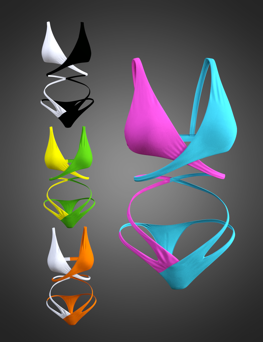 X Fashion Color Cross Swimsuit for Genesis 8 and 8.1 Females by: xtrart-3d, 3D Models by Daz 3D