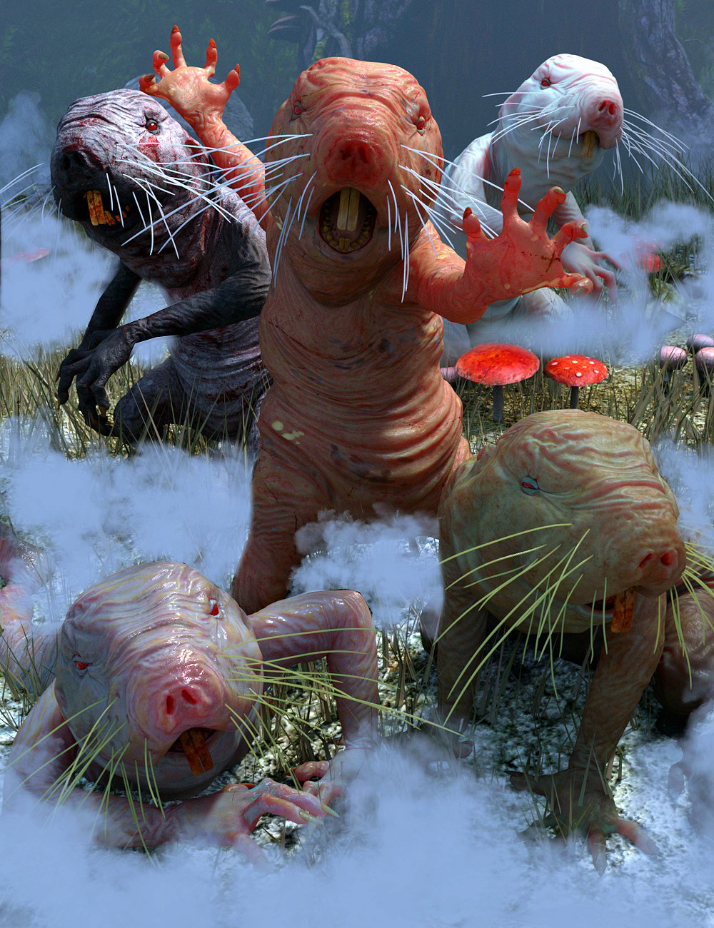Unsightly Textures for the Storybook Naked Mole-rat for Genesis 8.1 Males by: JoeQuick, 3D Models by Daz 3D