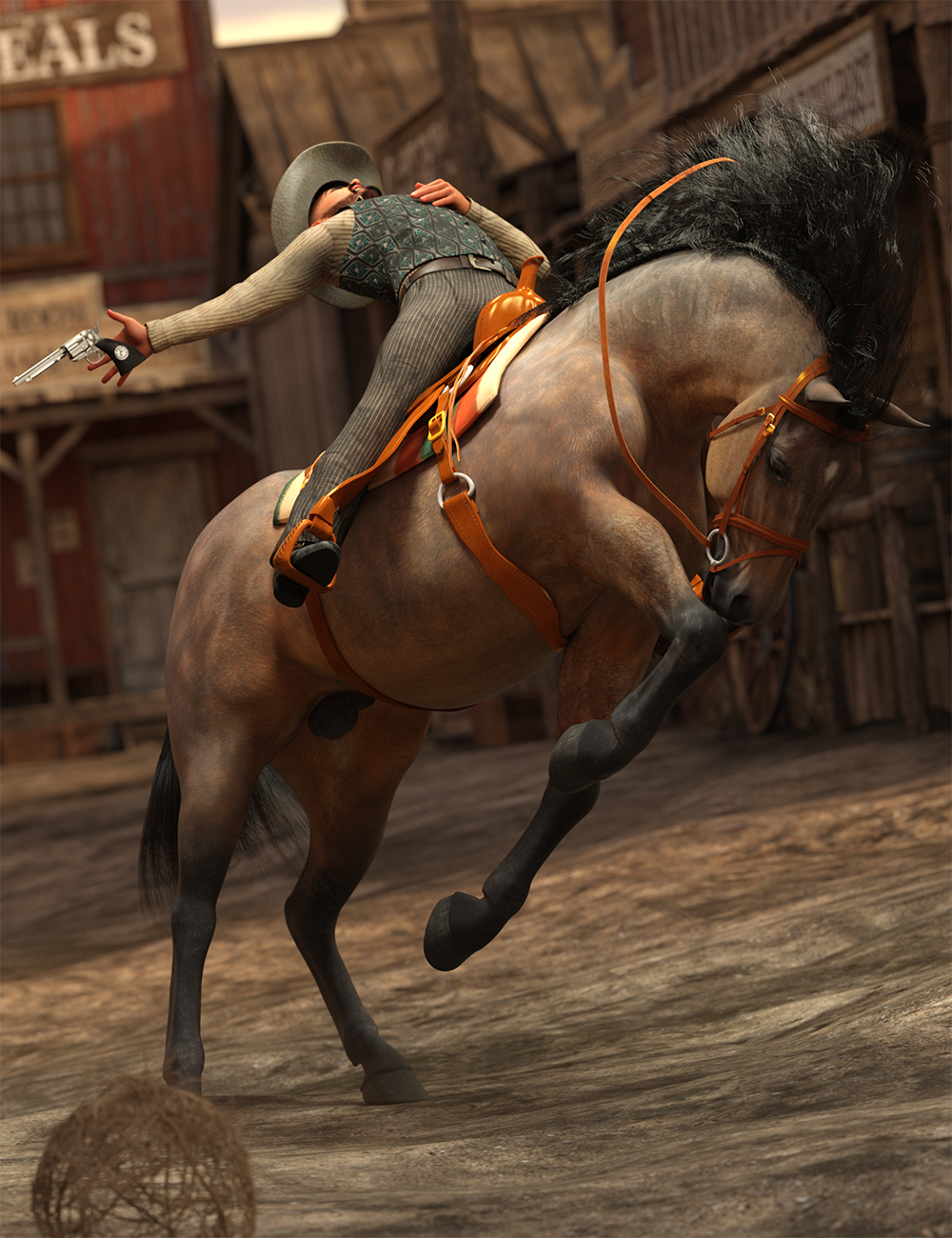 Spirit of the West Poses for Daz Horse 2 and Genesis 8.1 Male by: Ensary, 3D Models by Daz 3D