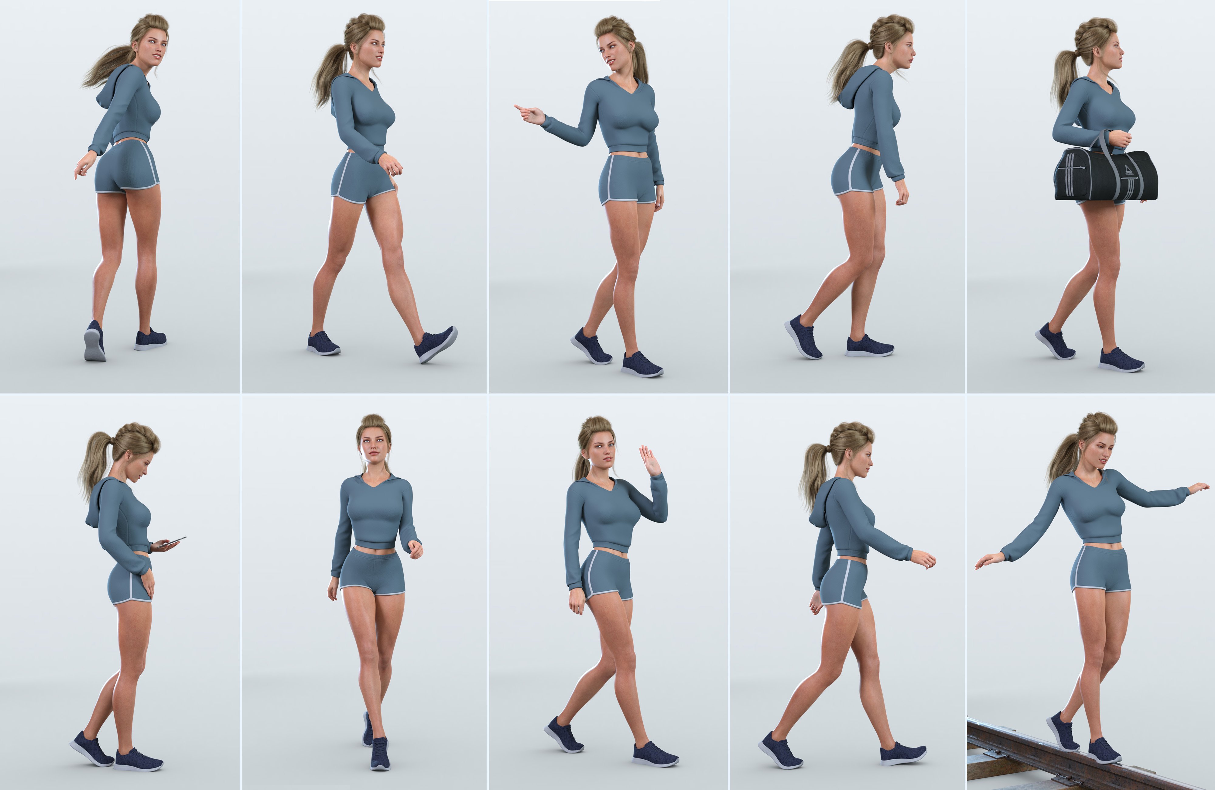 Z Walking, Running, Jumping, and Landing Utility Collection for Genesis 8 and 8.1 Female by: Zeddicuss, 3D Models by Daz 3D