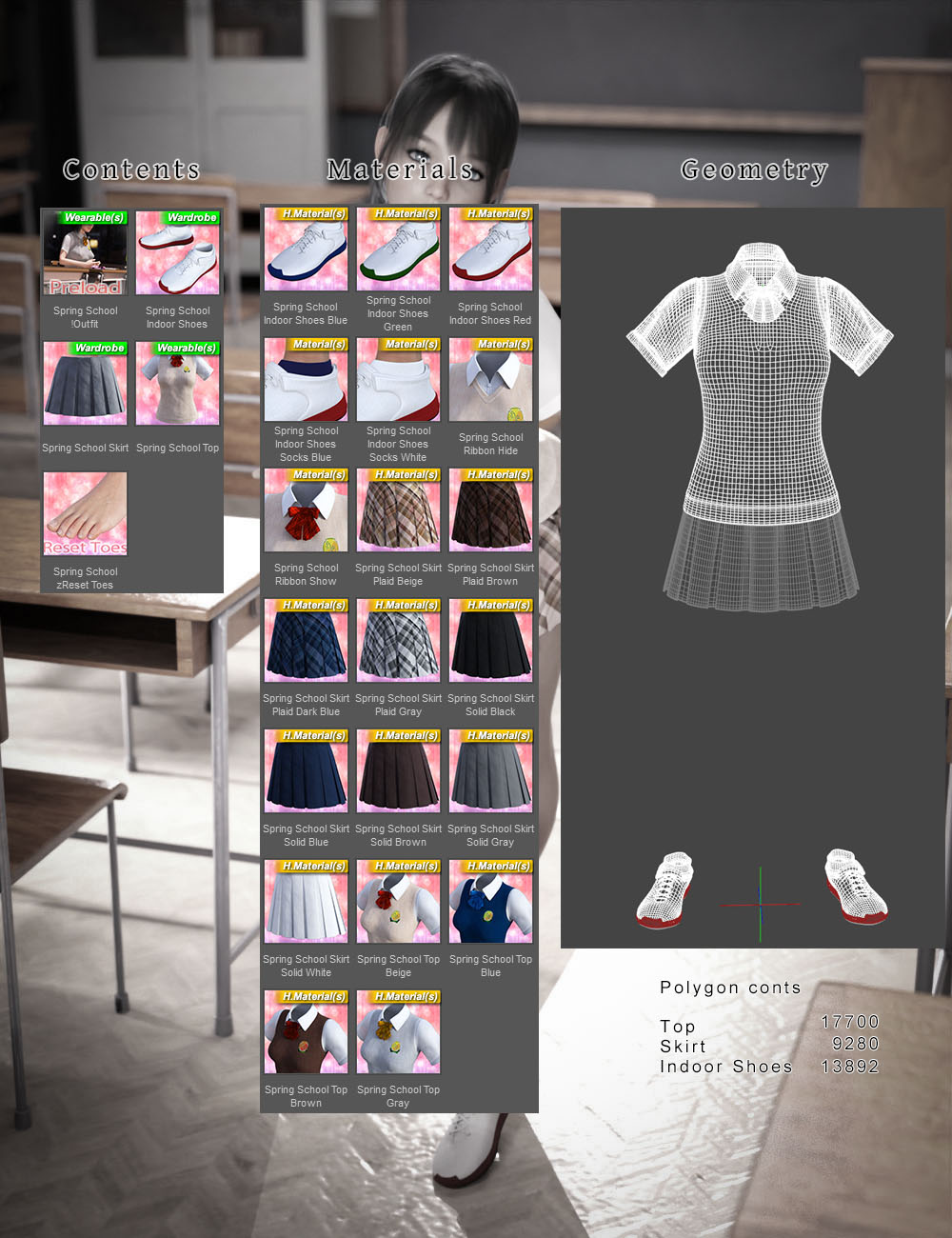 dForce Spring School Uniform for Genesis 8 and 8.1 Females | Daz 3D