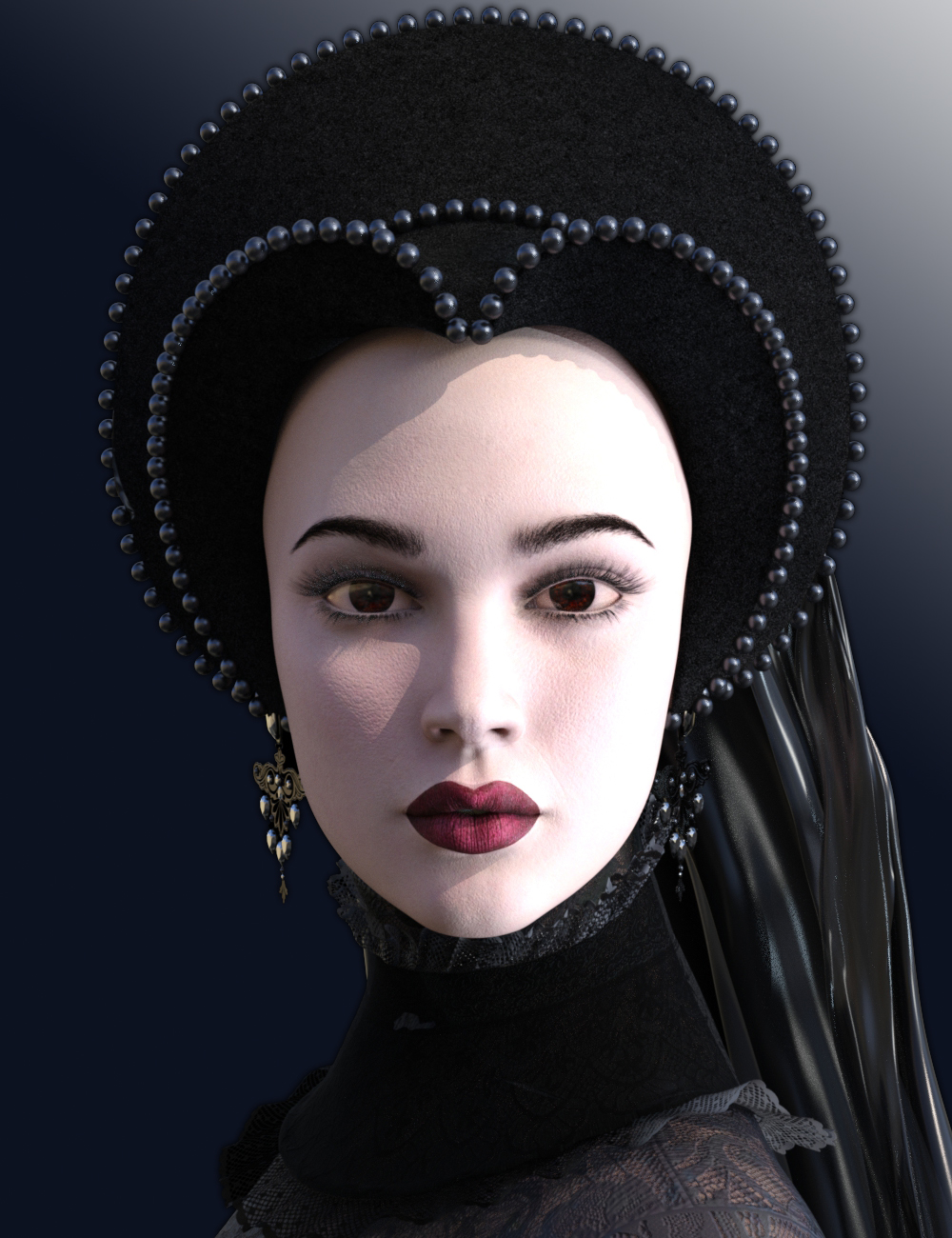 dForce Dark Wave Fantasy French Hood for Genesis 8.1 Female by: 3DStyle, 3D Models by Daz 3D
