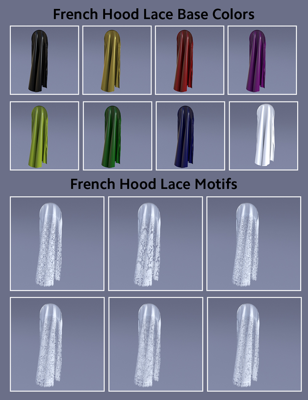 Dark Wave Fantasy French Hood Texture Add-On by: 3DStyle, 3D Models by Daz 3D
